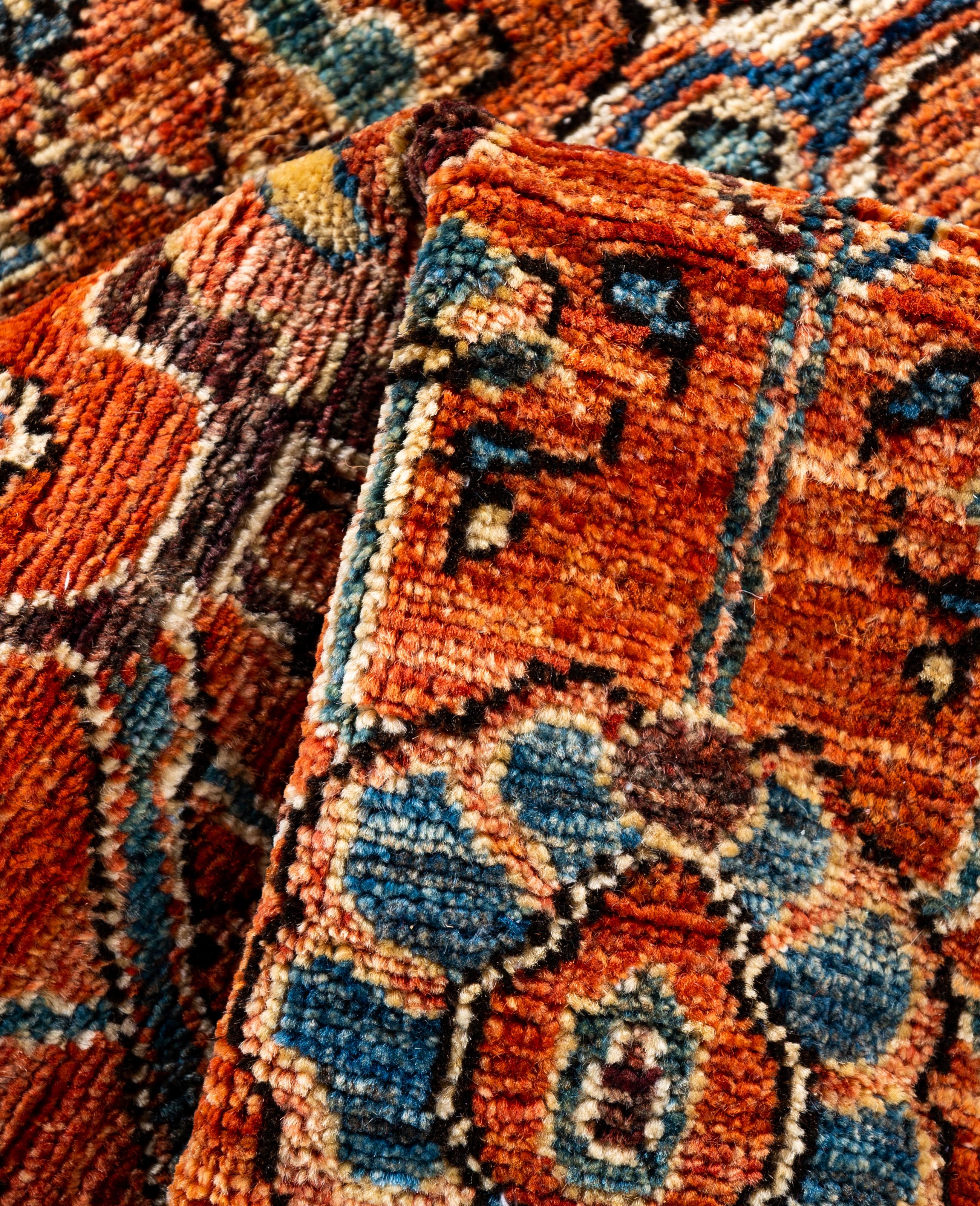Traditioneller handgeknüpfter roter Serapi-Wollteppich aus Stammeskunst 2' 7