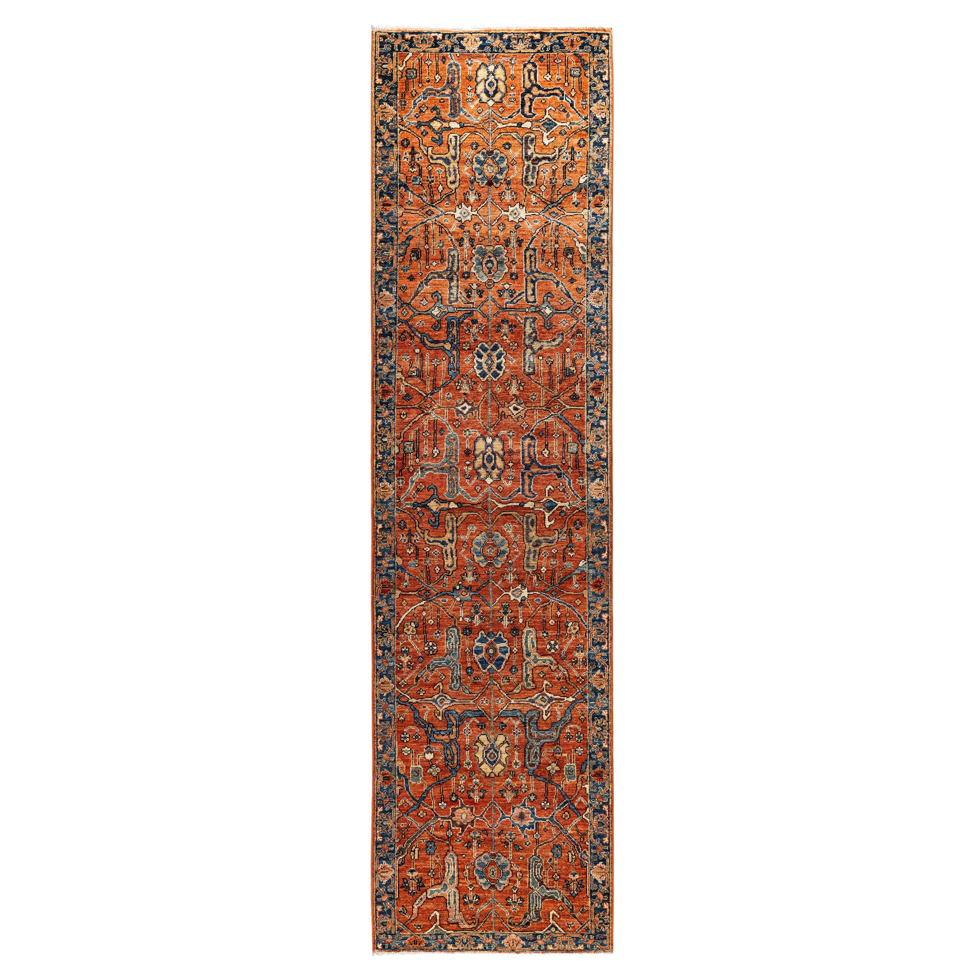 Traditional Tribal Serapi Wool Hand Knotted Red Area Rug 2' 7" x 10' 0"