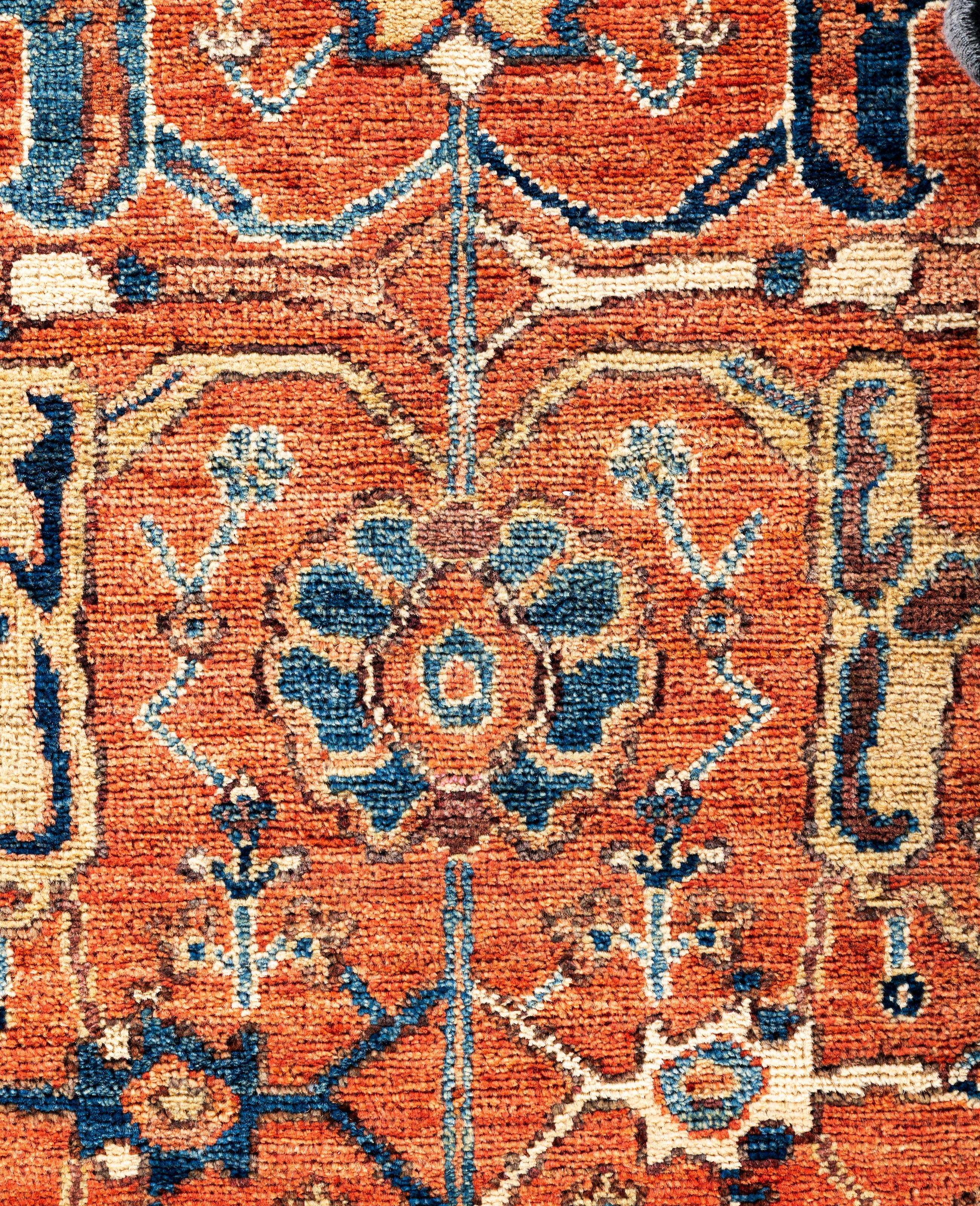 Pakistanais Tapis traditionnel tribal Serapi rouge noué à la main 2' 8