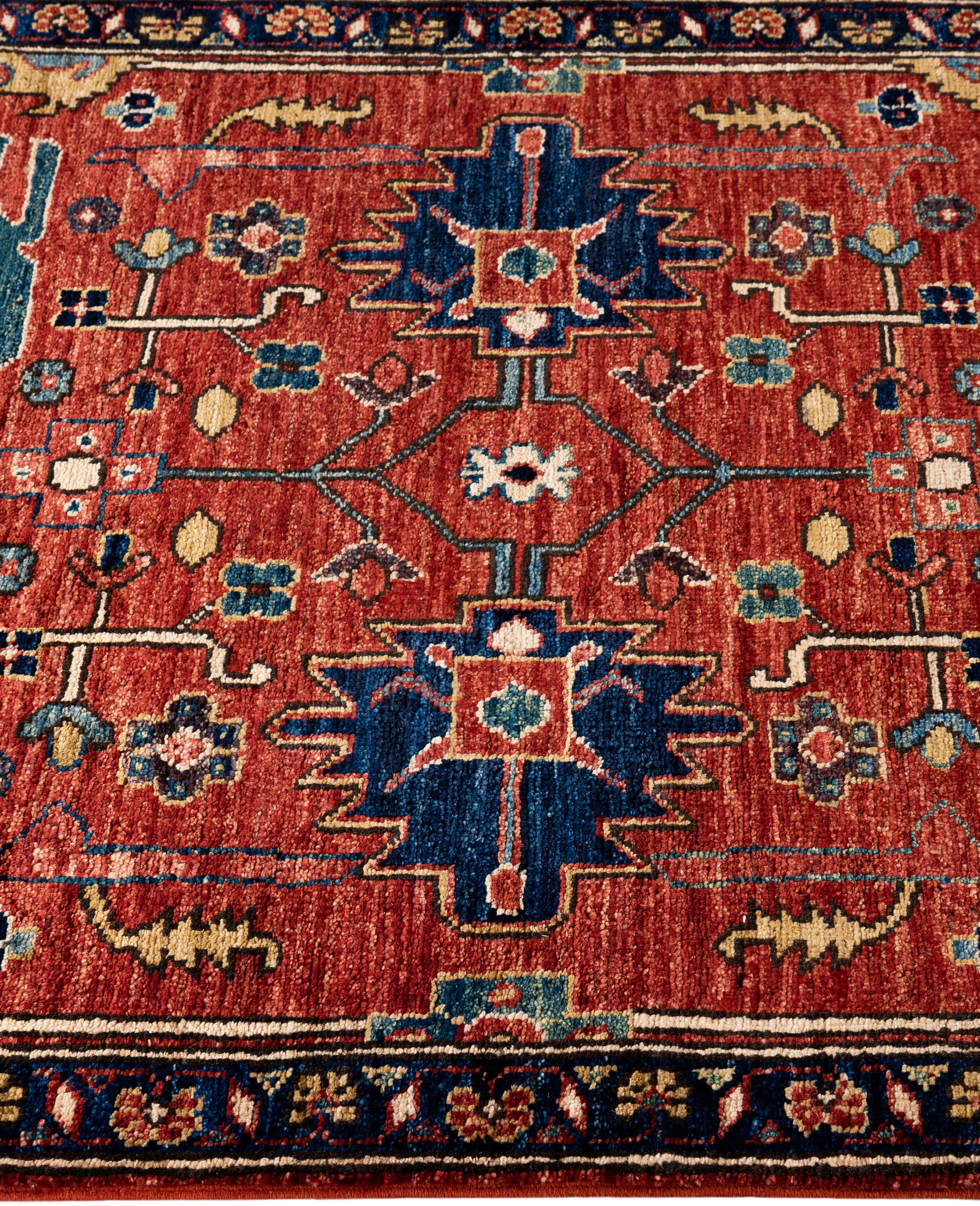 Noué à la main Tapis traditionnel tribal Serapi rouge noué à la main 2' 8