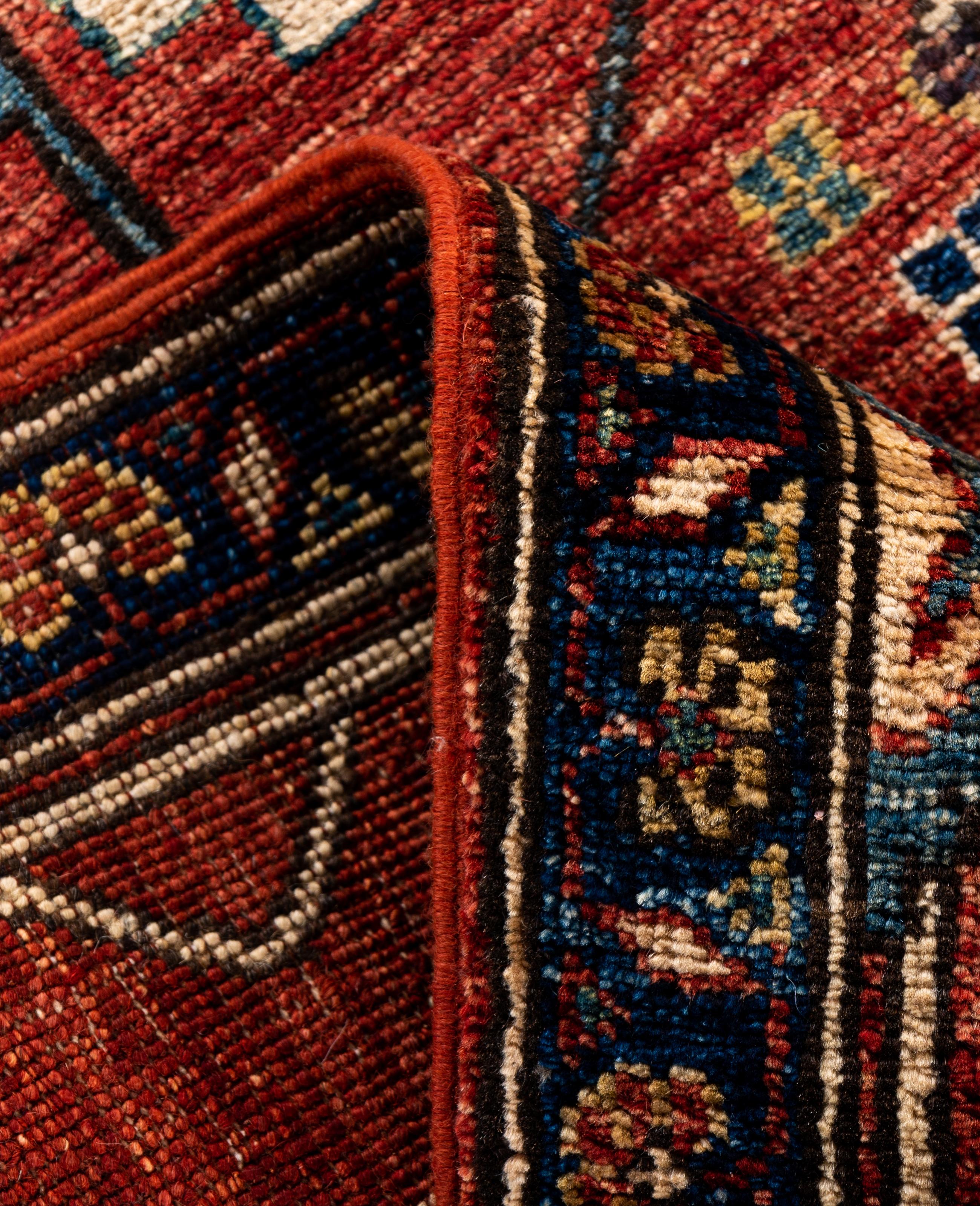 XXIe siècle et contemporain Tapis traditionnel tribal Serapi rouge noué à la main 2' 8