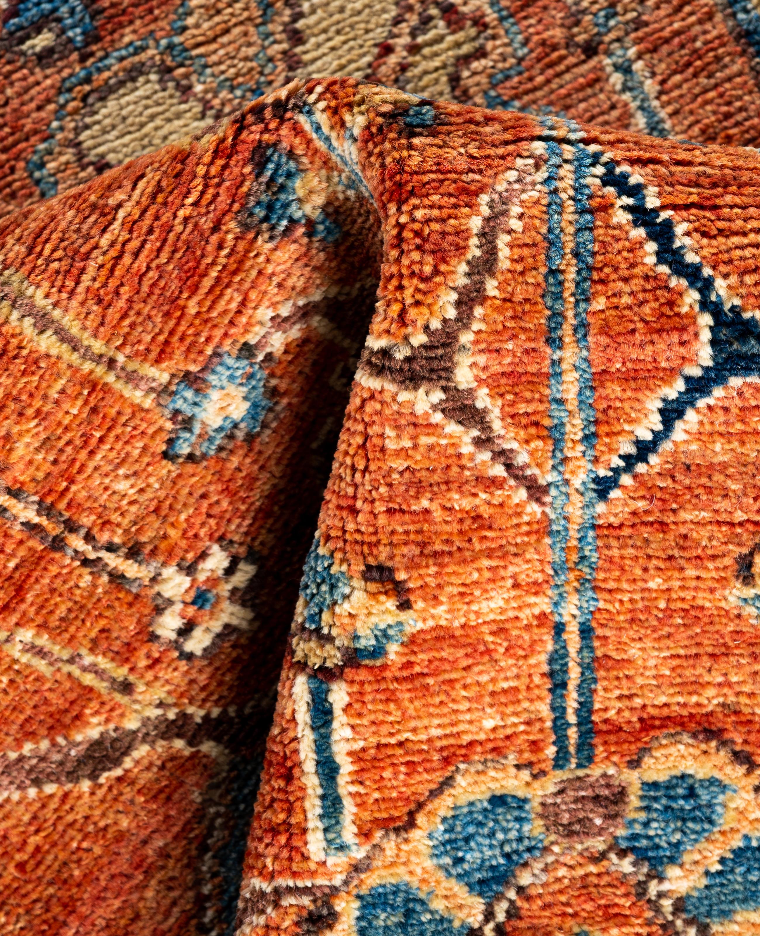 Laine Tapis traditionnel tribal Serapi rouge noué à la main 2' 8