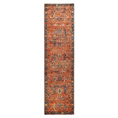 Tapis traditionnel tribal Serapi rouge noué à la main 2' 8" x 9' 10"