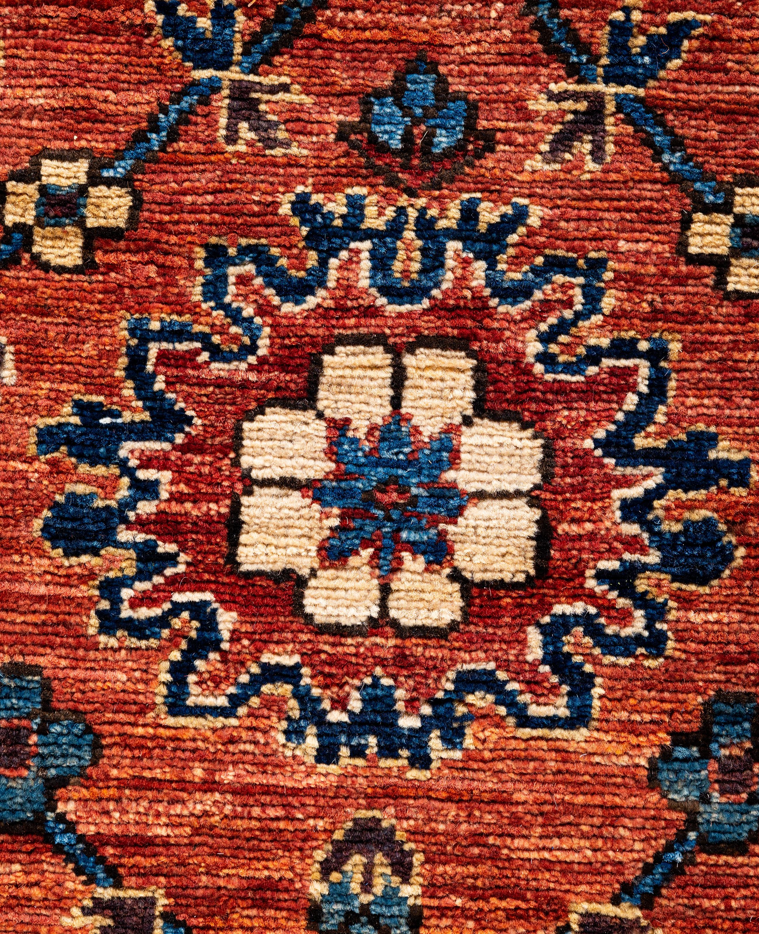Pakistanais Tapis traditionnel tribal Serapi rouge noué à la main 2' 8