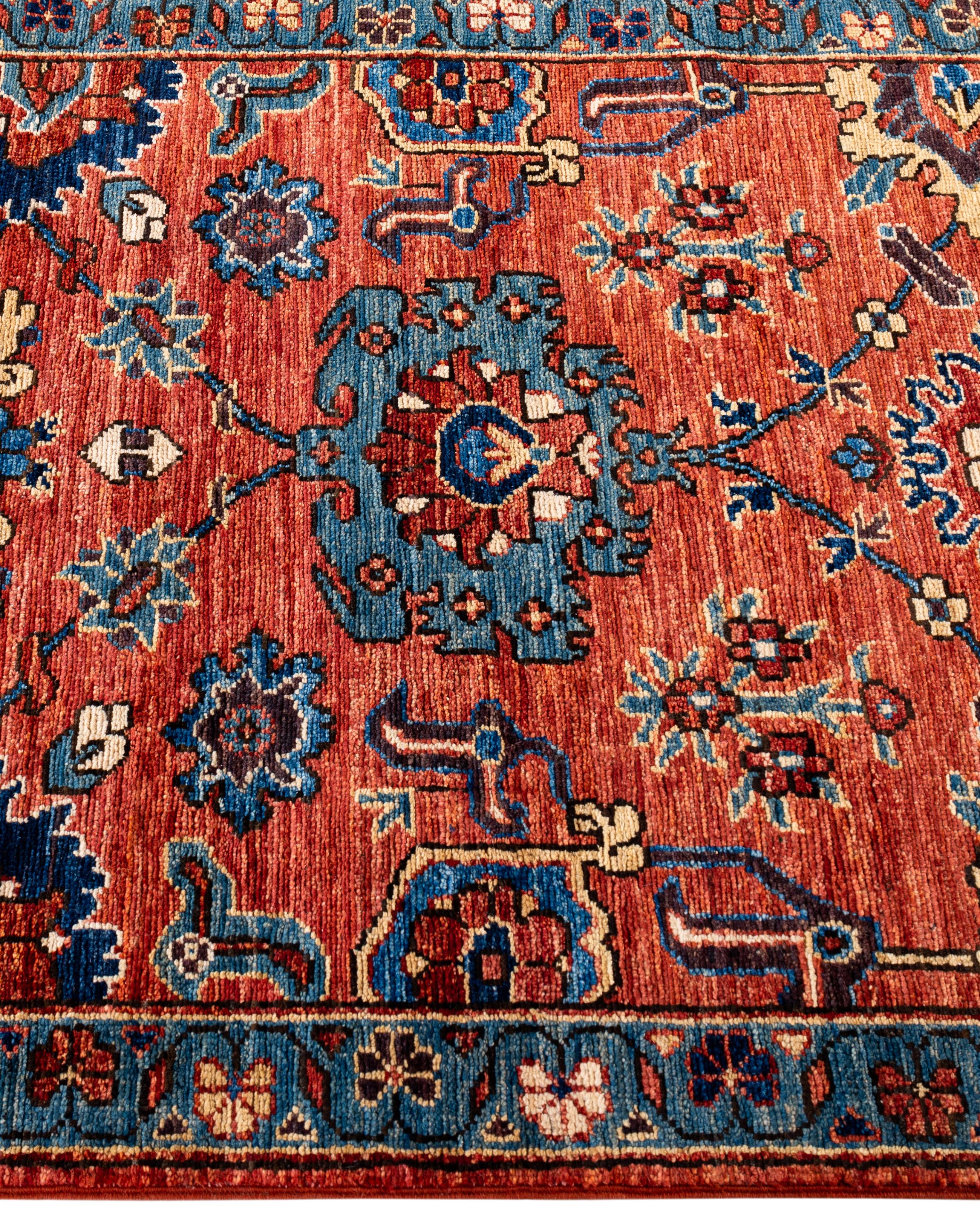Noué à la main Tapis traditionnel tribal Serapi rouge noué à la main 2' 8