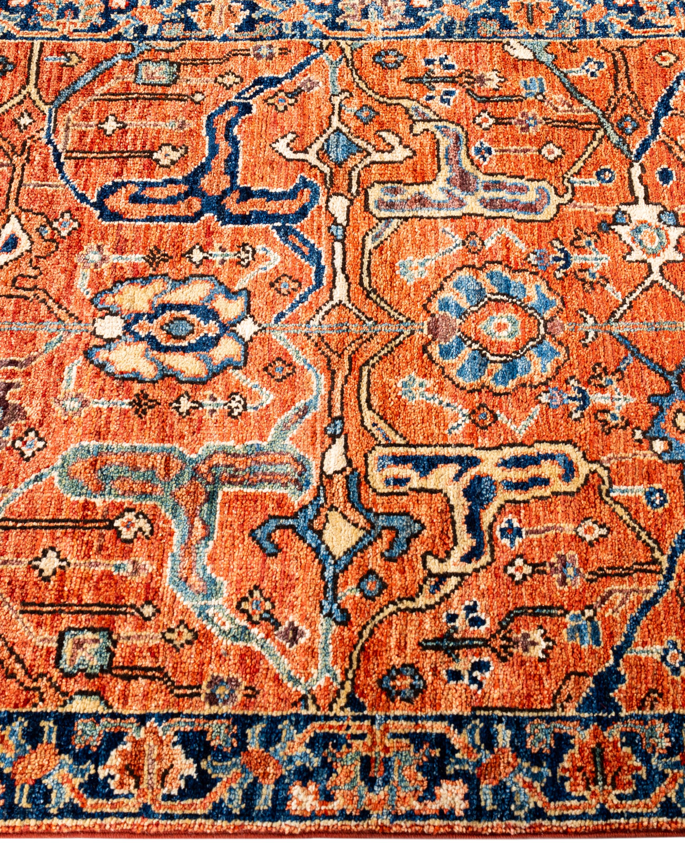 Alfombra Tribal Tradicional Serapi de Lana Anudada a Mano Roja 2' 8
