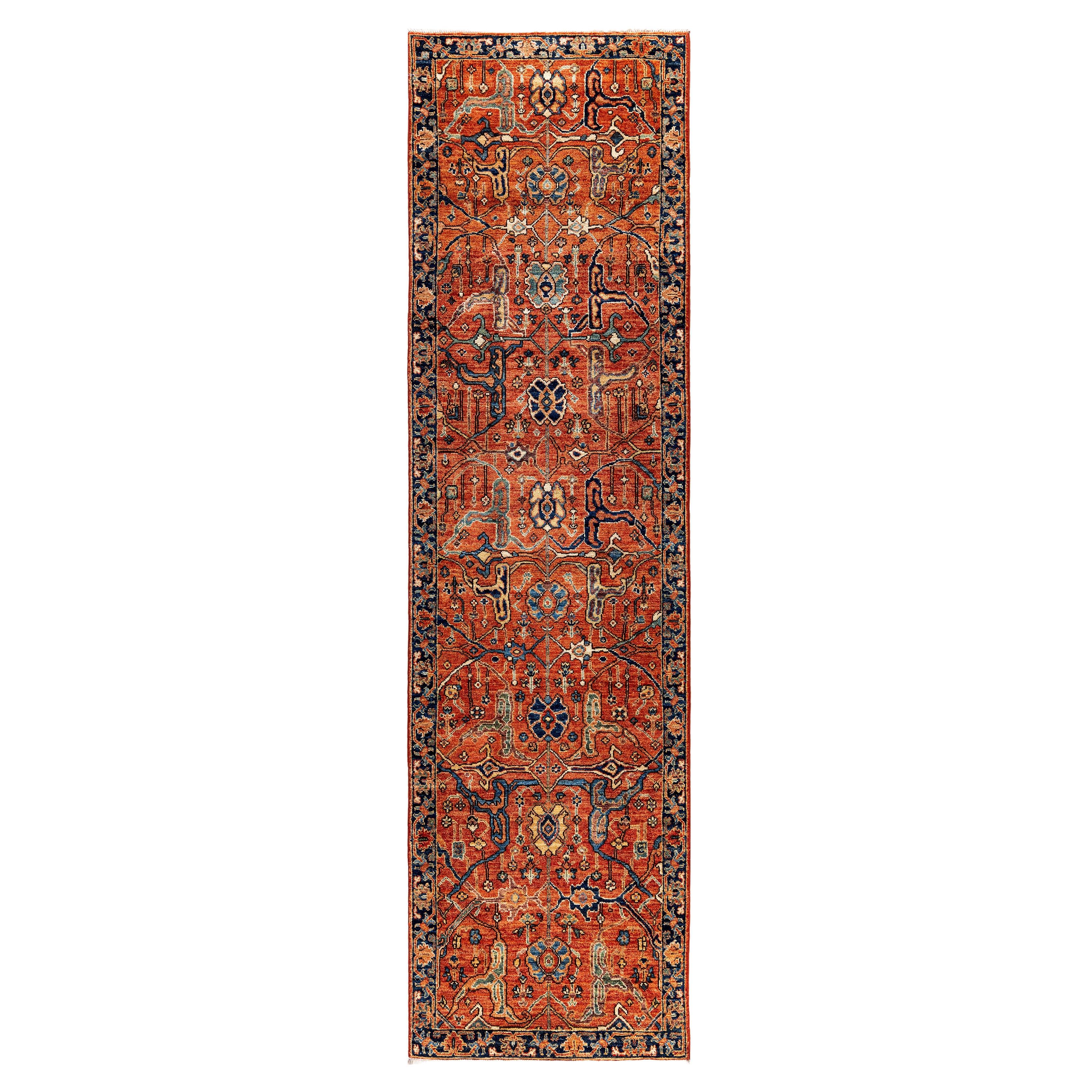 Traditional Tribal Serapi Wool Hand Knotted Red Area Rug 2' 8" x 9' 9"