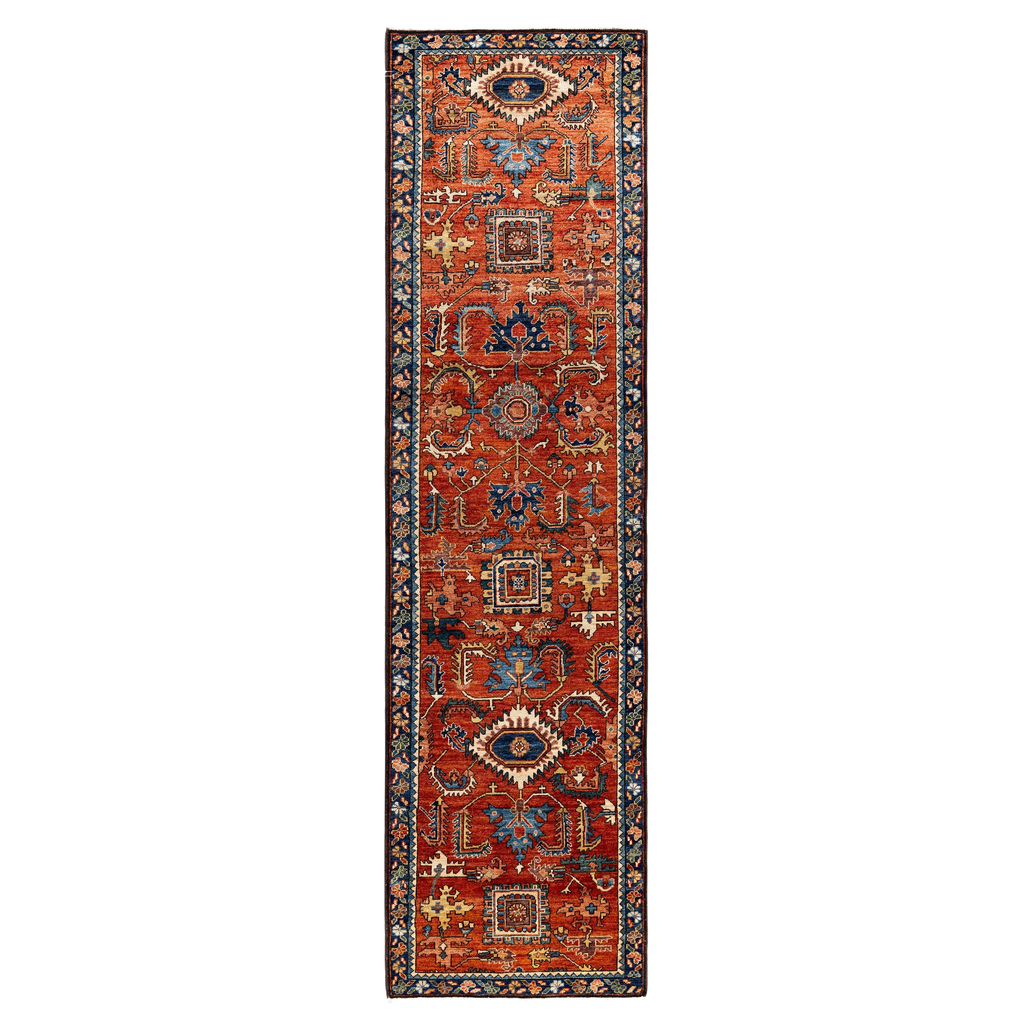 Traditional Tribal Serapi Wool Hand Knotted Red Area Rug 2' 9" x 10' 1"