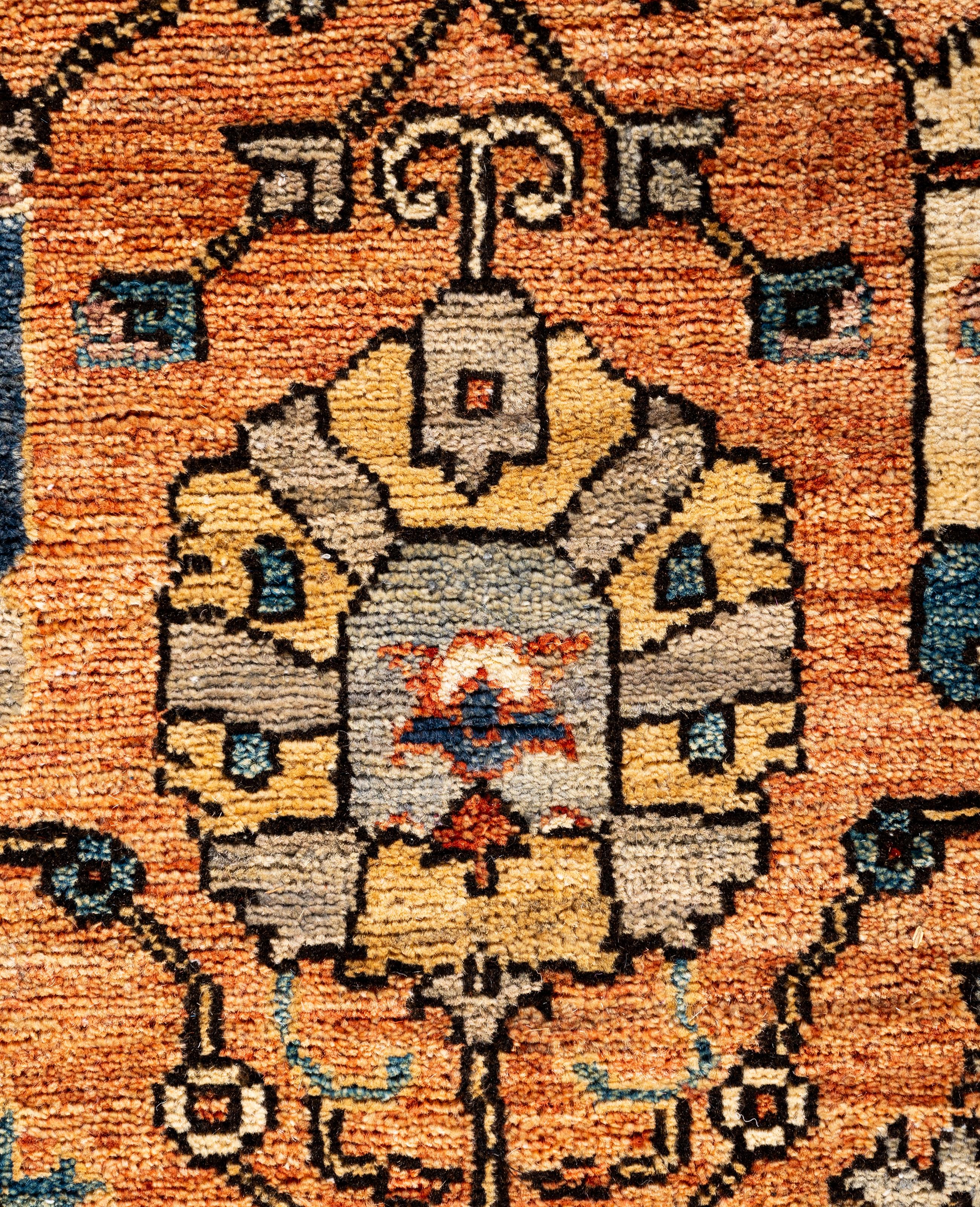 Pakistanais Tapis traditionnel tribal Serapi rouge noué à la main 2' 9