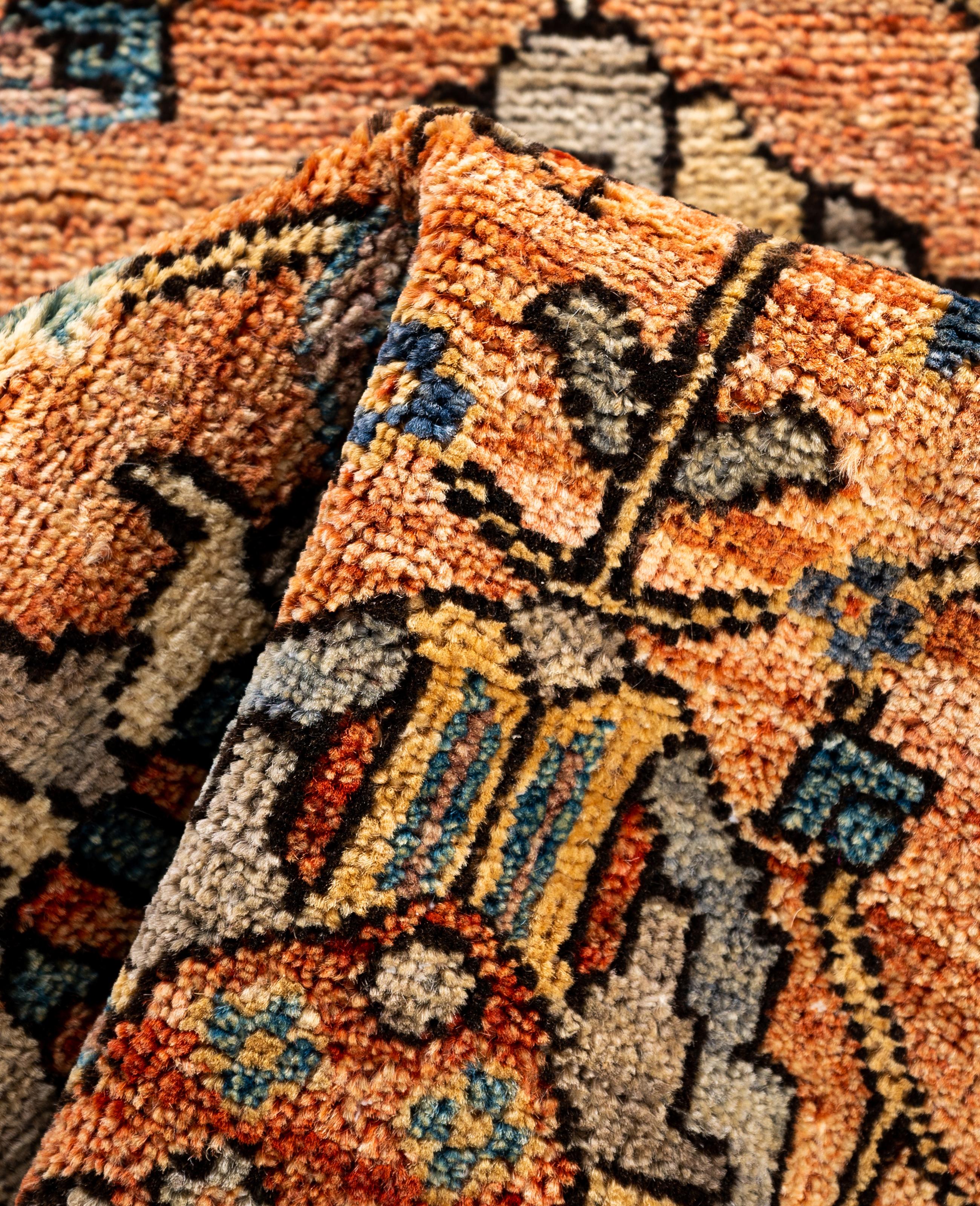 Laine Tapis traditionnel tribal Serapi rouge noué à la main 2' 9
