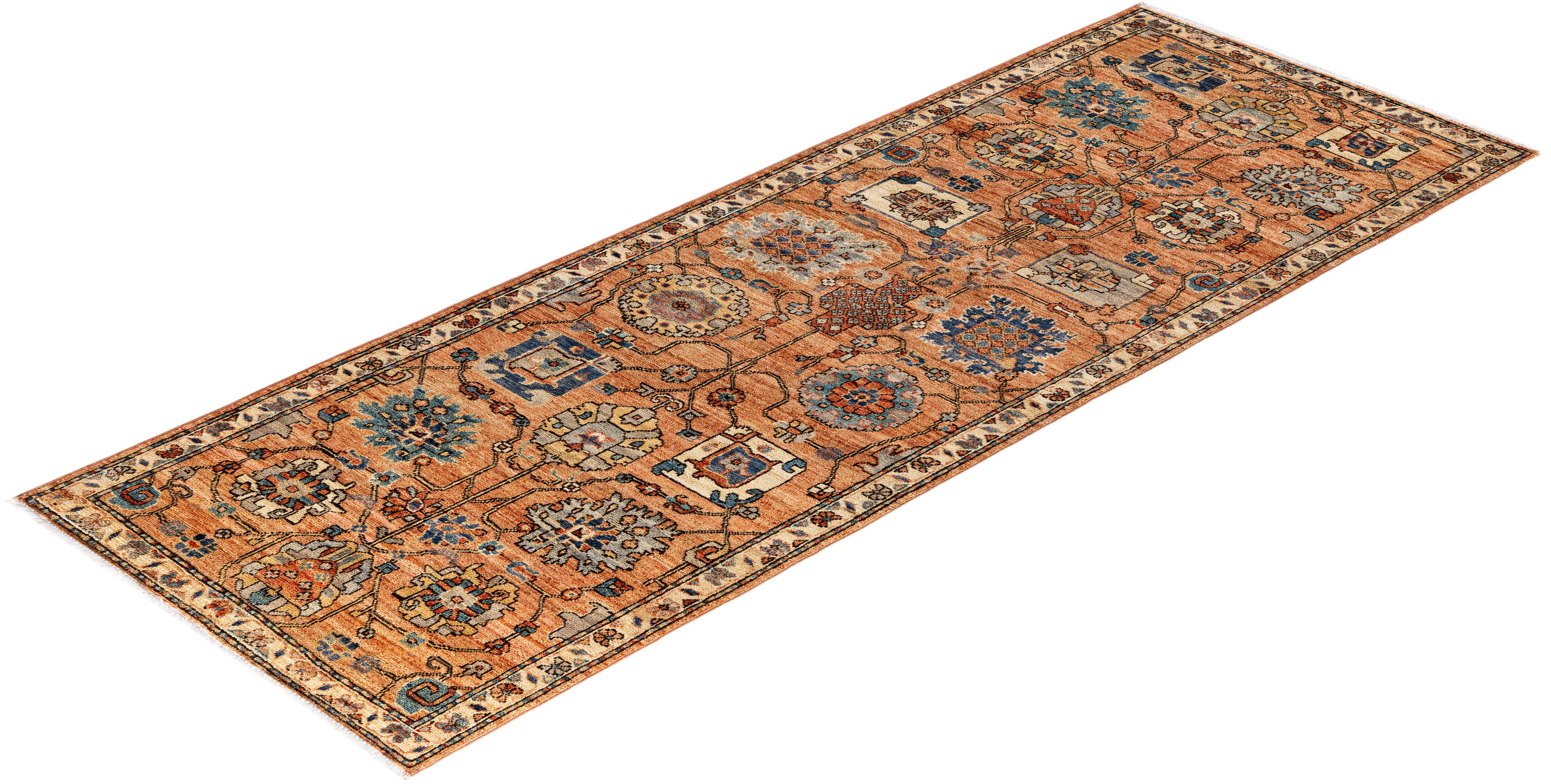 Tapis traditionnel tribal Serapi rouge noué à la main 2' 9