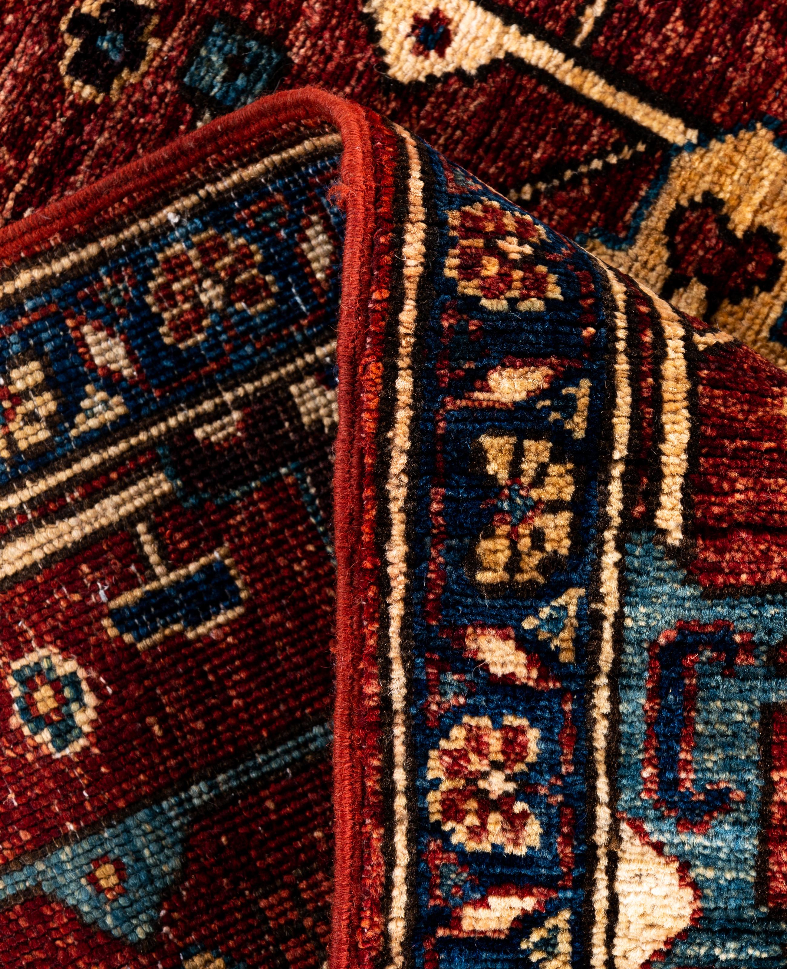 XXIe siècle et contemporain Tapis traditionnel tribal Serapi rouge noué à la main 2' 9
