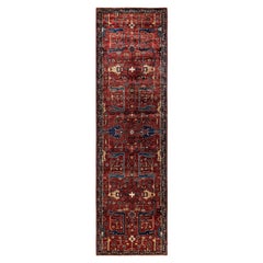 Alfombra Tribal Tradicional Serapi de Lana Anudada a Mano Roja 2' 9" x 9' 9