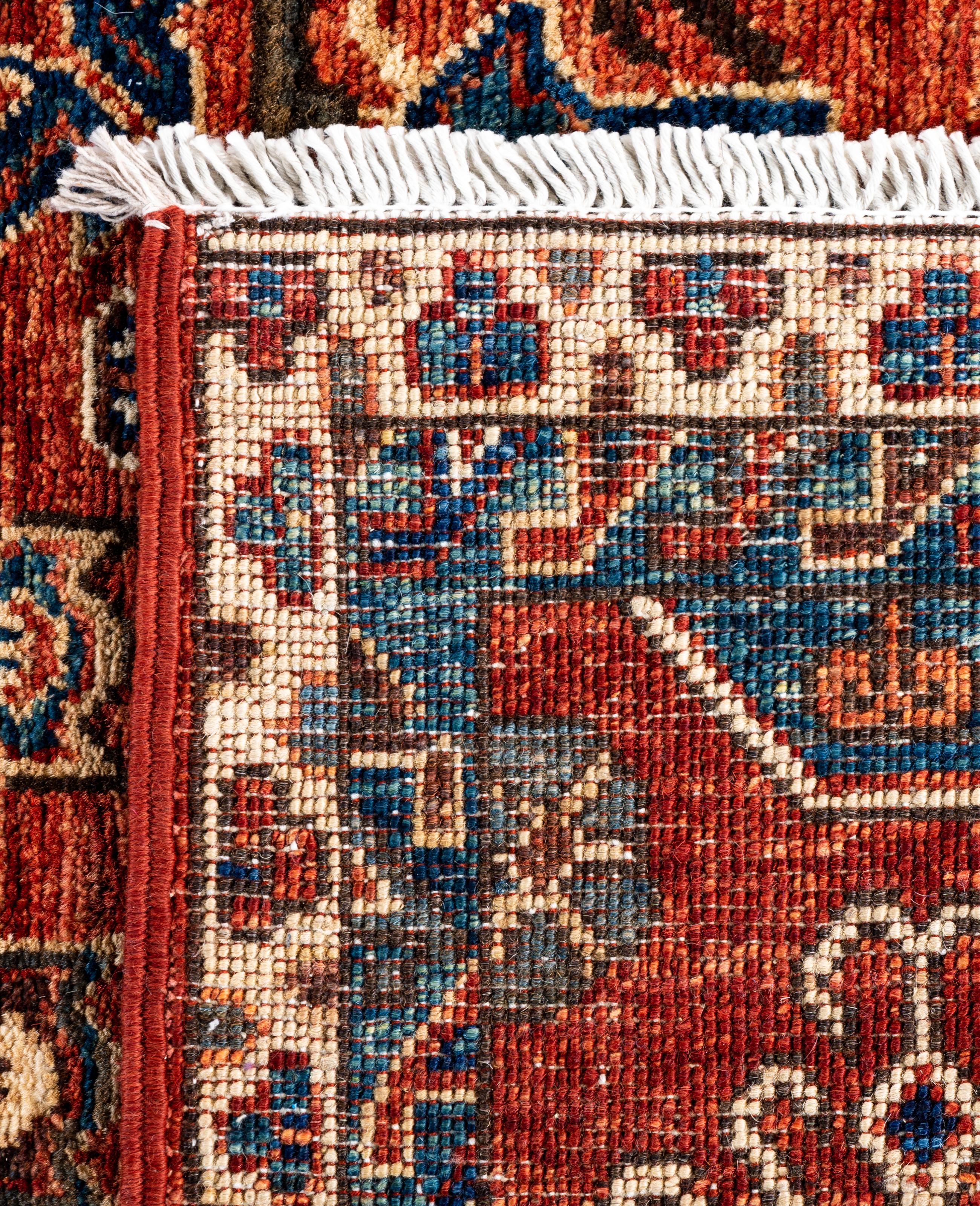 Traditional Tribal Serapi Wool Hand Knotted Red Area Rug 3' 1