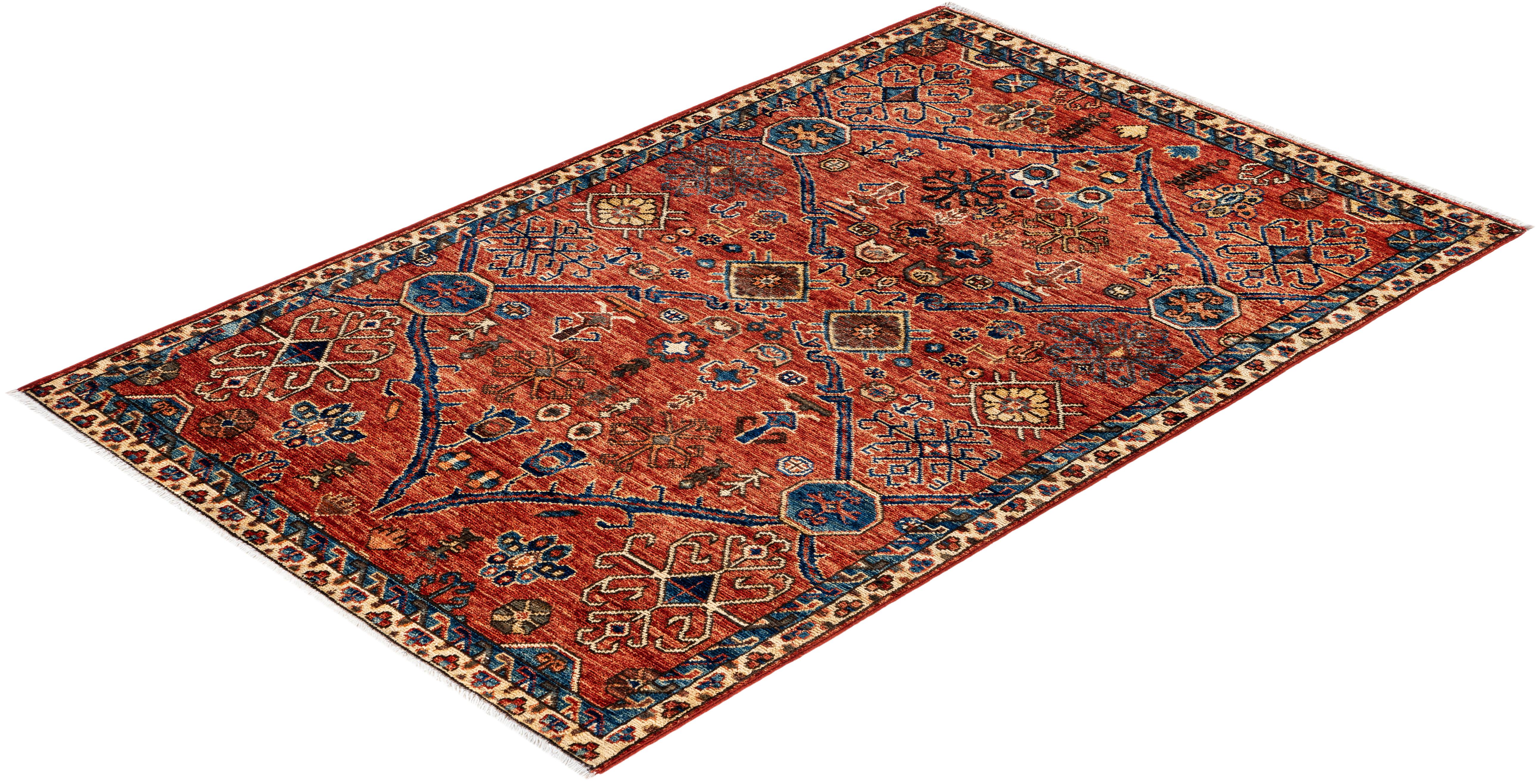 Traditional Tribal Serapi Wool Hand Knotted Red Area Rug 3' 1