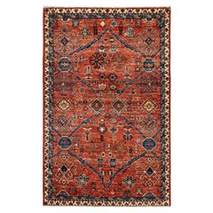 Traditional Tribal Serapi Wool Hand Knotted Red Area Rug 3' 1" x 4' 10"