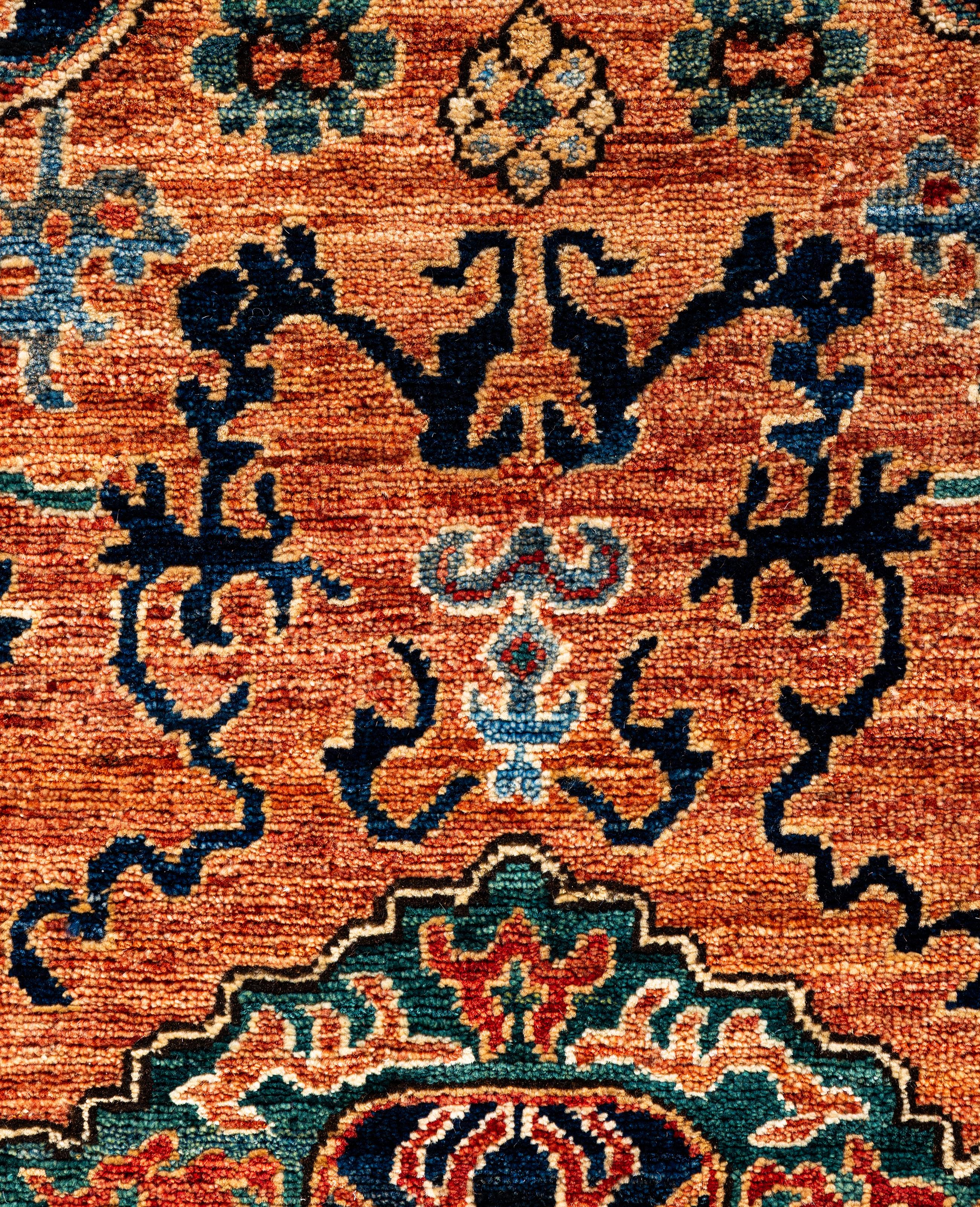 Pakistanais Tapis traditionnel tribal Serapi rouge noué à la main 3' 1
