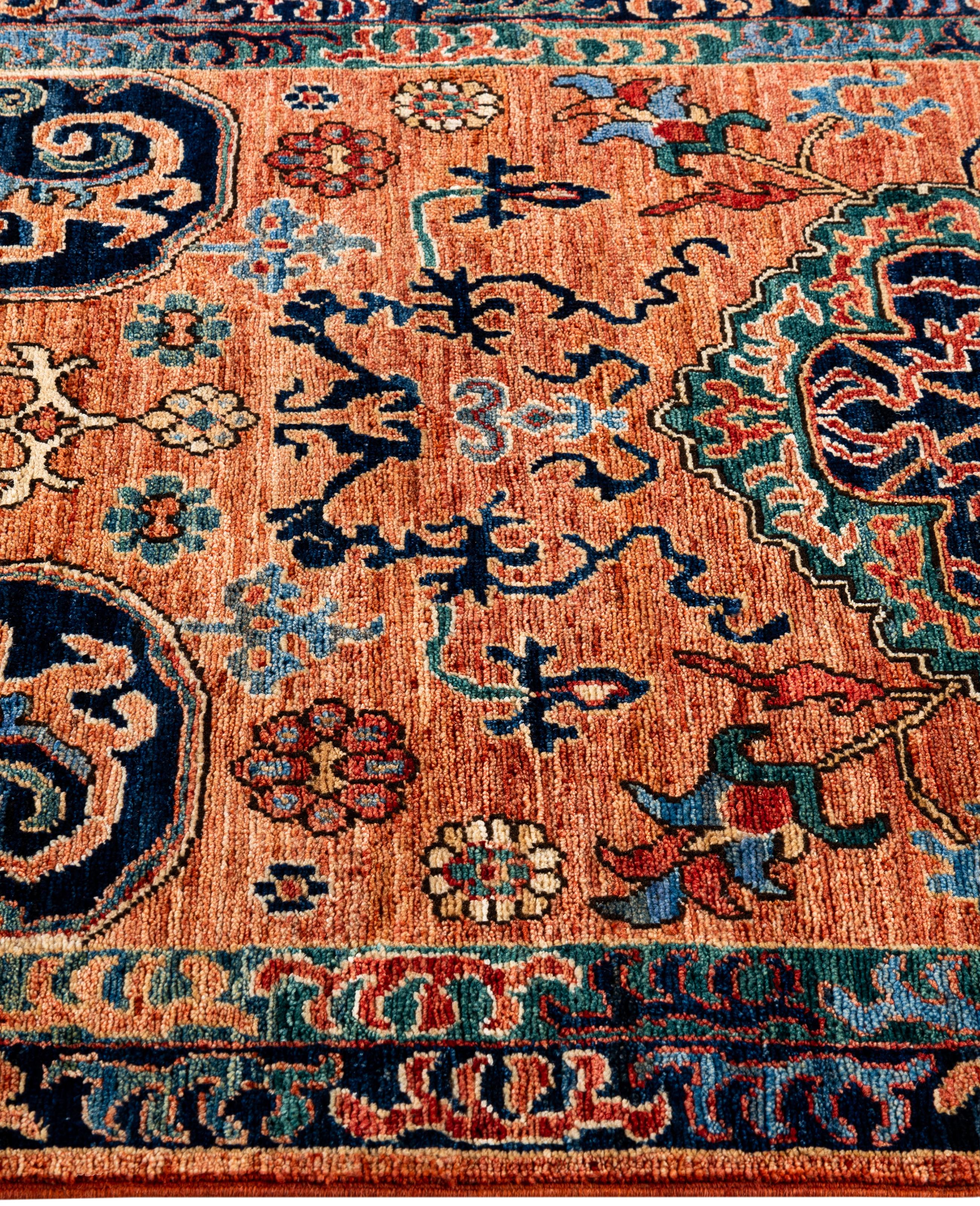 Noué à la main Tapis traditionnel tribal Serapi rouge noué à la main 3' 1