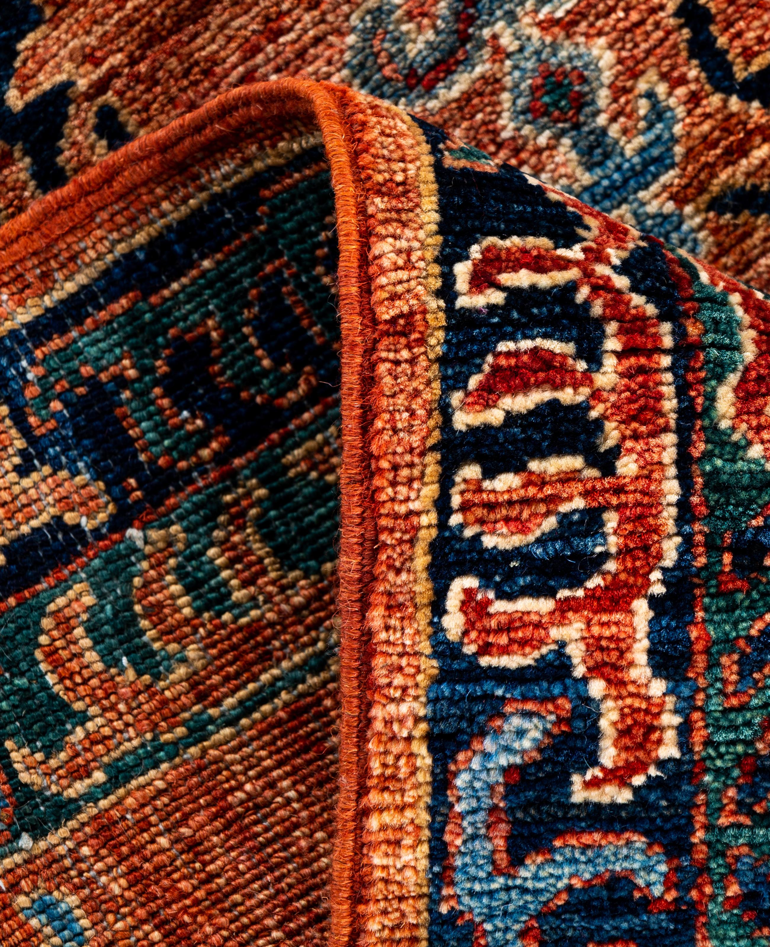 XXIe siècle et contemporain Tapis traditionnel tribal Serapi rouge noué à la main 3' 1