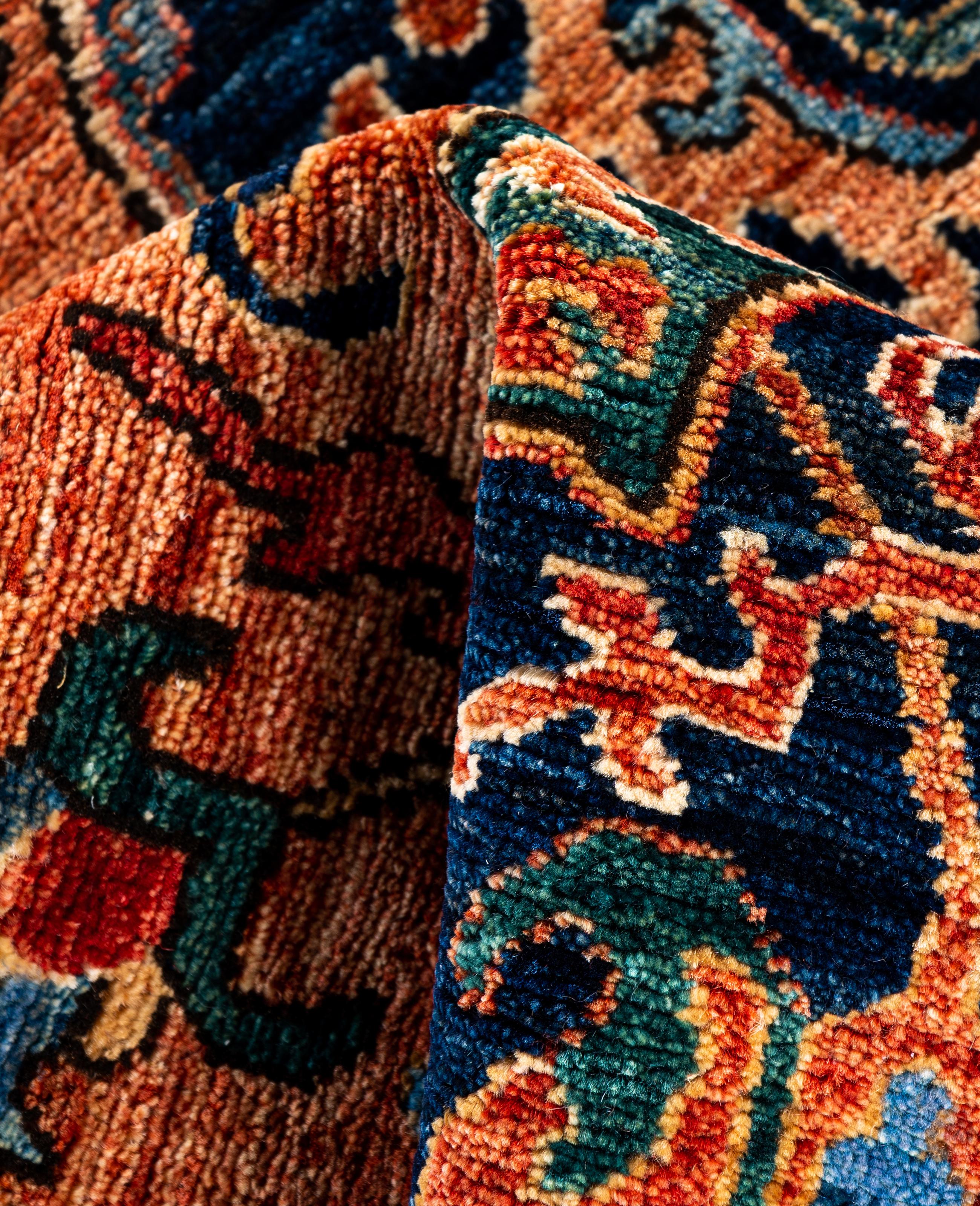 Laine Tapis traditionnel tribal Serapi rouge noué à la main 3' 1