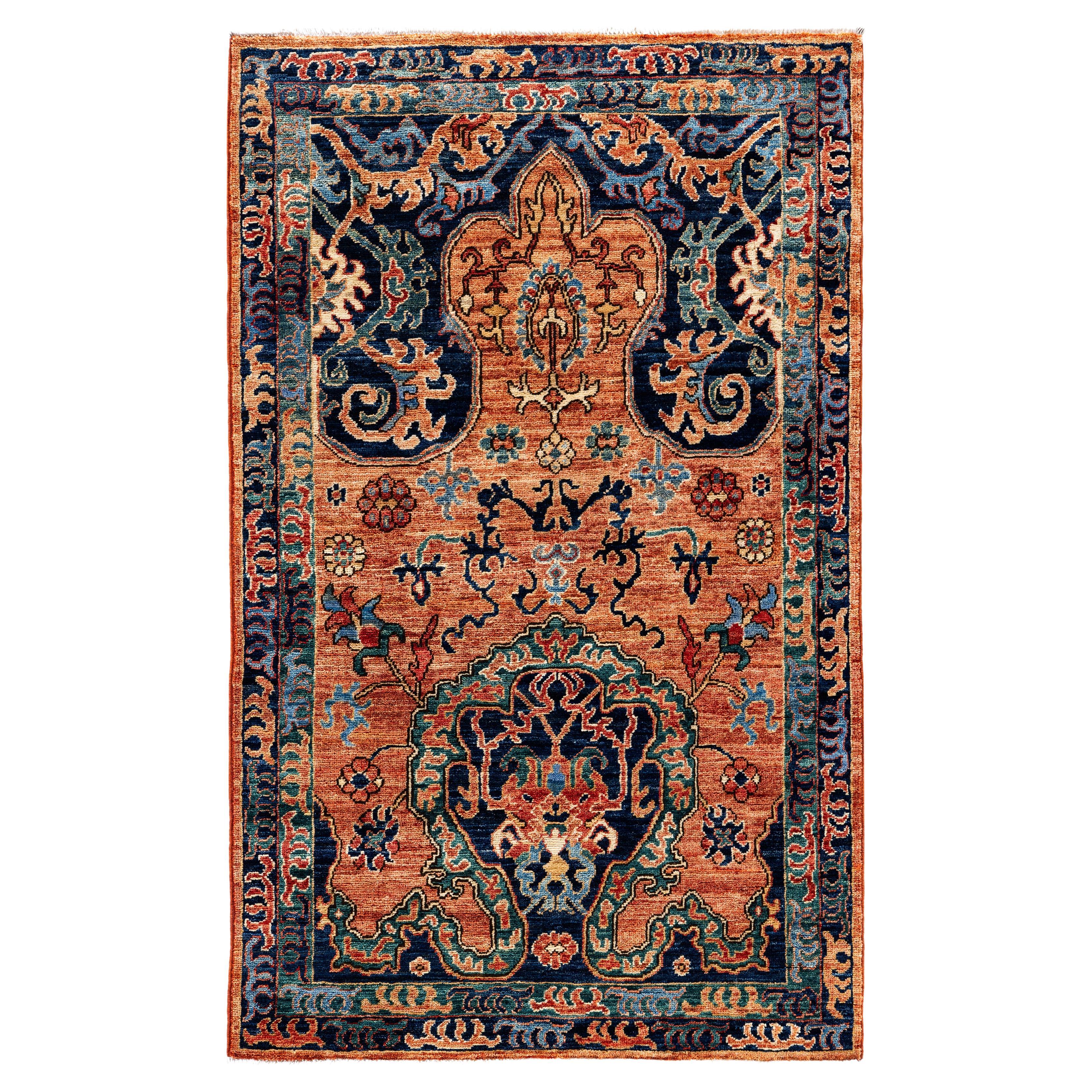 Tapis traditionnel tribal Serapi rouge noué à la main 3' 1" x 5' 0"