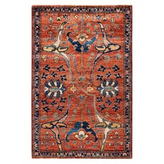 Alfombra Tribal Tradicional Serapi de Lana Anudada a Mano Roja 3' 3" x 5' 0