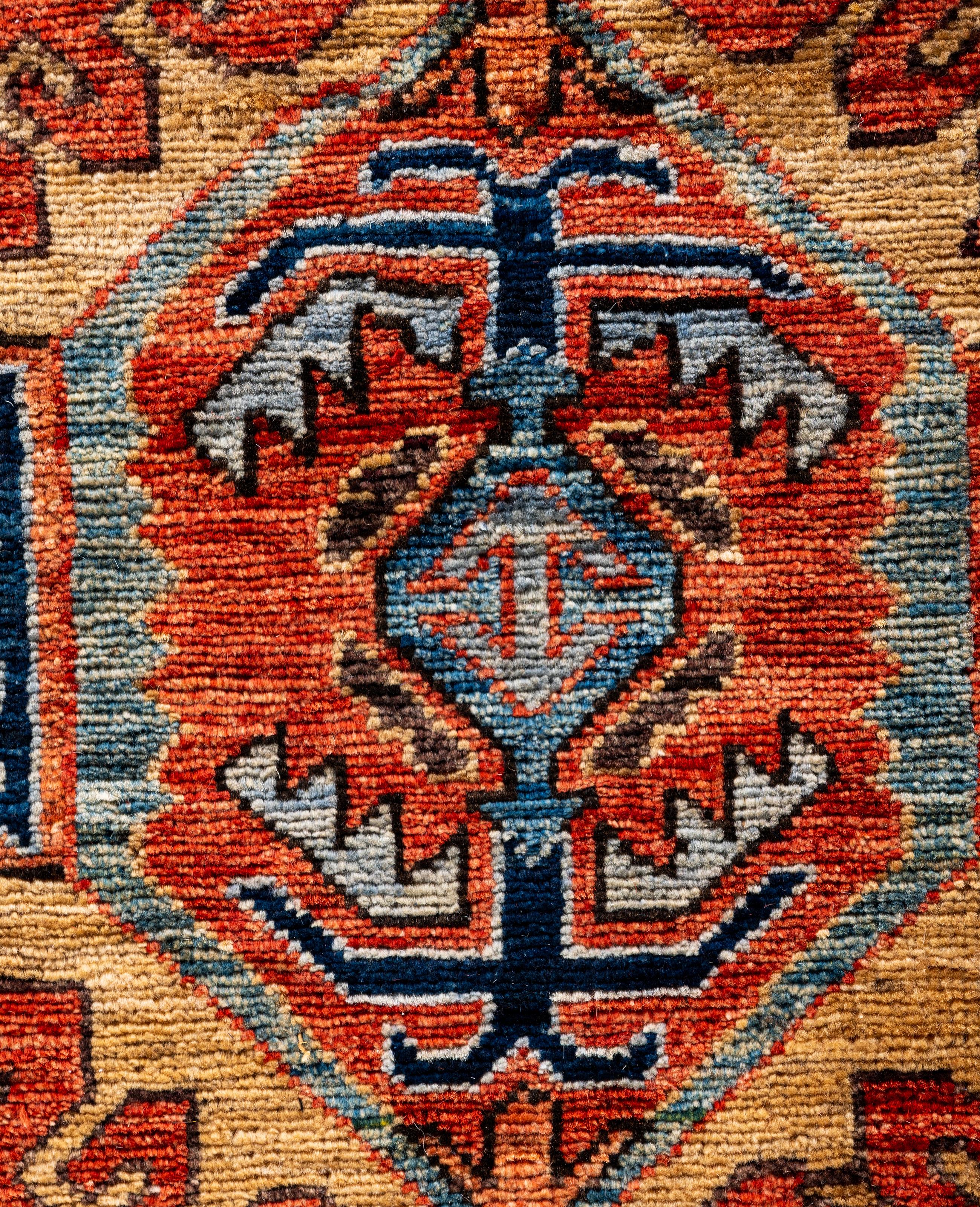 Pakistani Traditional Tribal Serapi Wool Hand Knotted Red Area Rug 5' 11