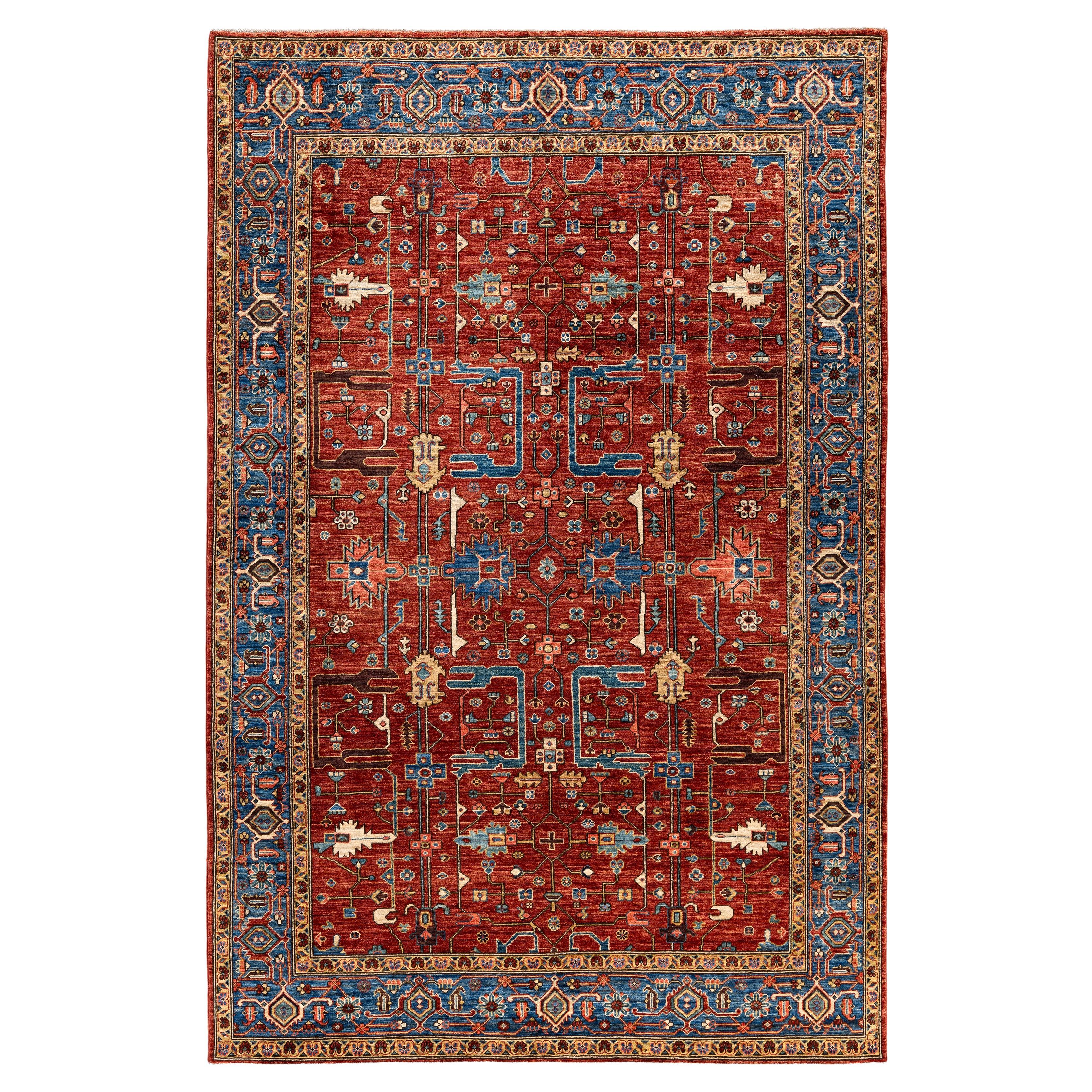 Tappeto Tribale Serapi in lana annodato a mano di colore rosso 6' 0" x 9' 0"