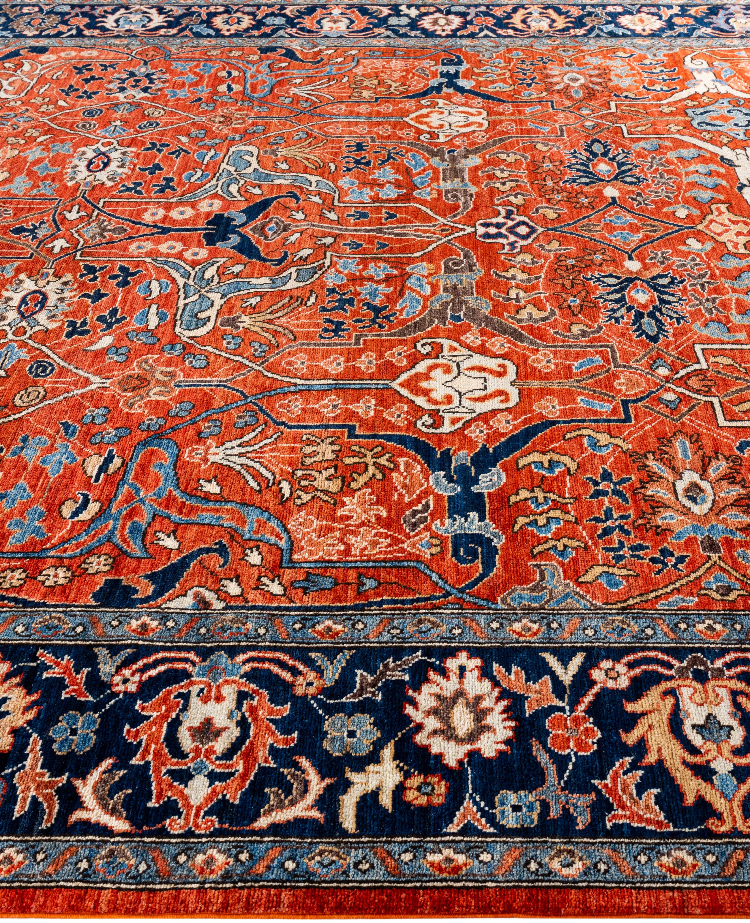 Noué à la main Tapis traditionnel tribal Serapi rouge noué à la main 8' 0