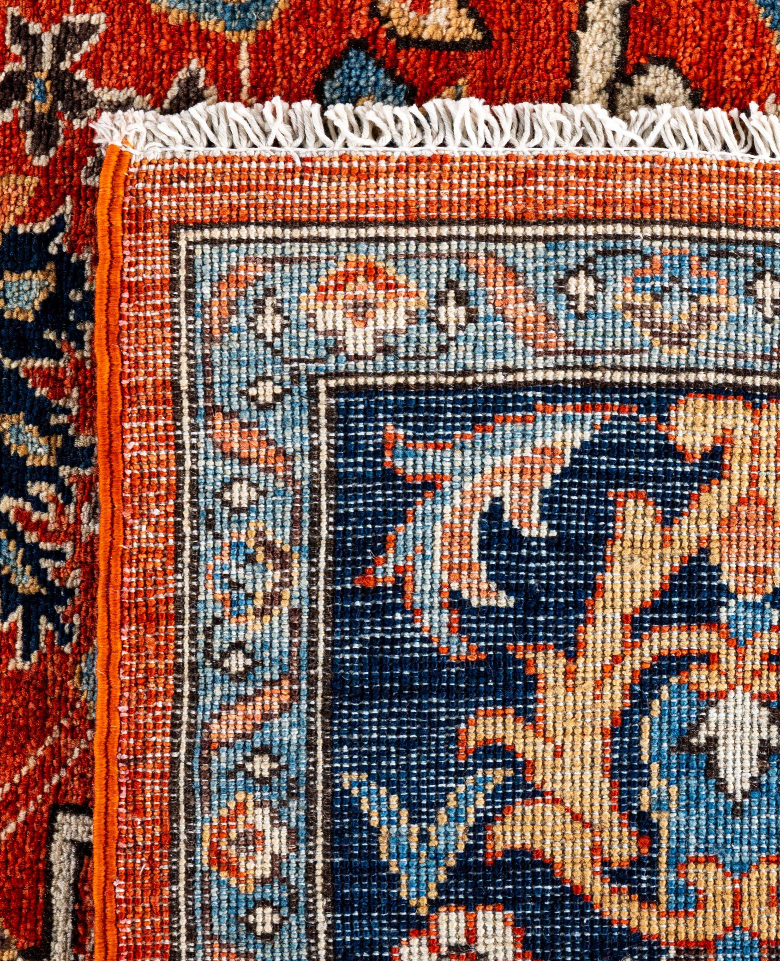 Tapis traditionnel tribal Serapi rouge noué à la main 8' 0