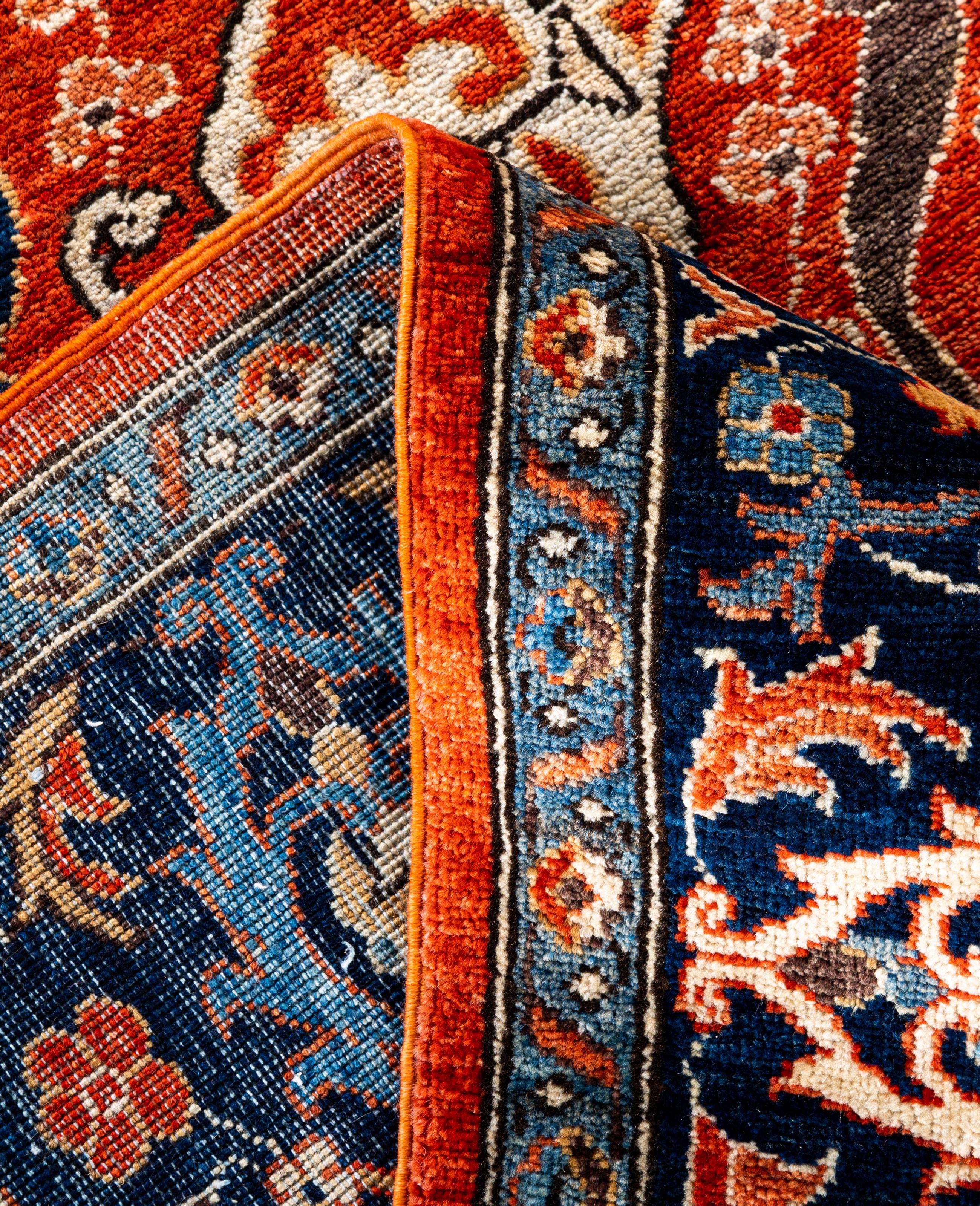 XXIe siècle et contemporain Tapis traditionnel tribal Serapi rouge noué à la main 8' 0
