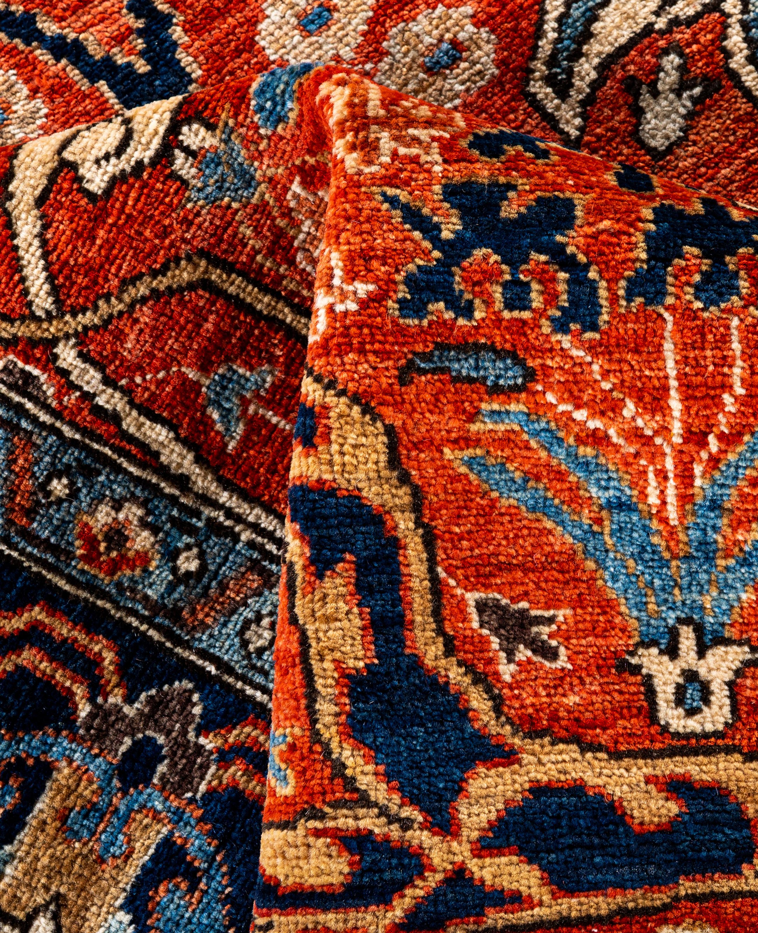 Laine Tapis traditionnel tribal Serapi rouge noué à la main 8' 0