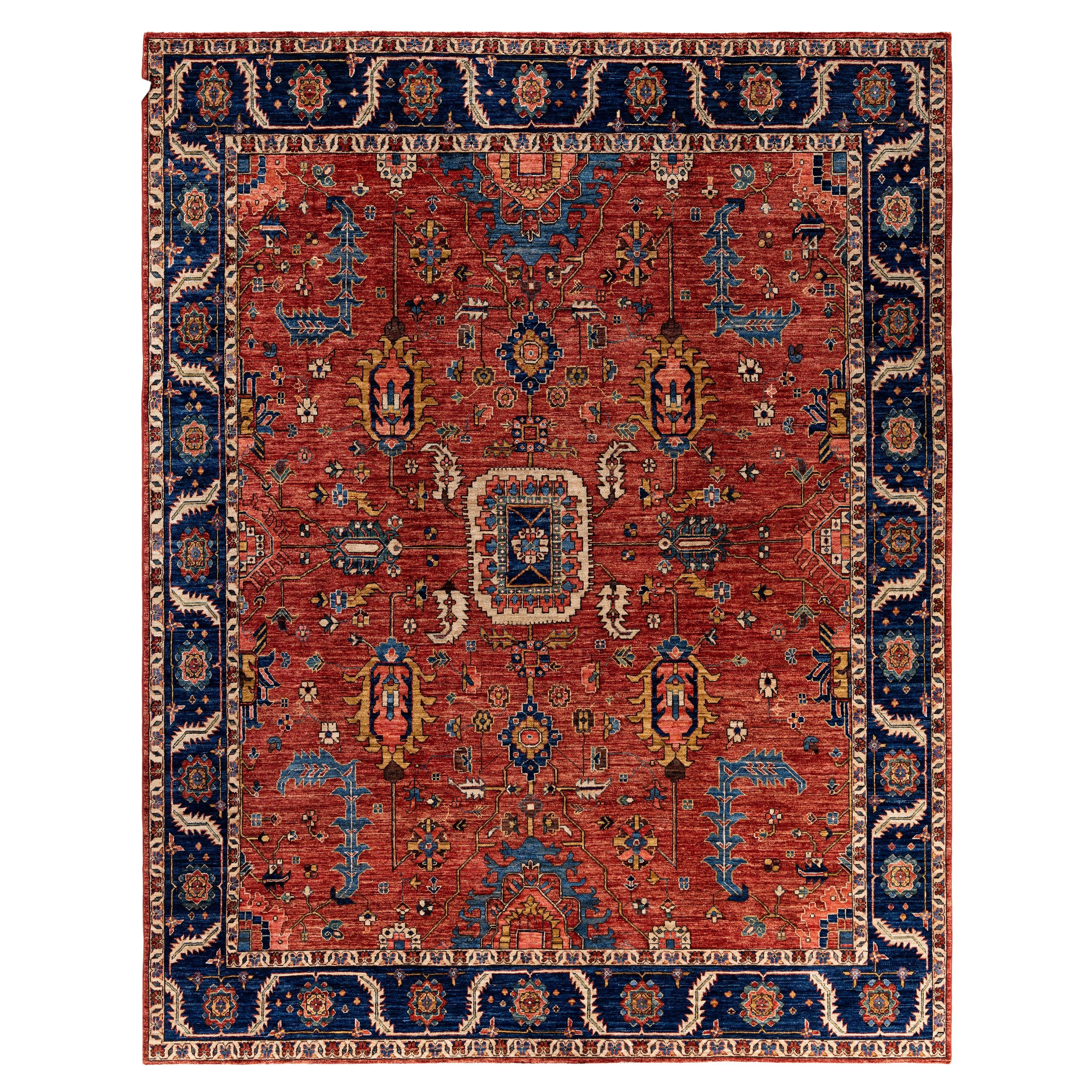 Traditional Tribal Serapi Wool Hand Knotted Red Area Rug 8' 0" x 10' 3"
