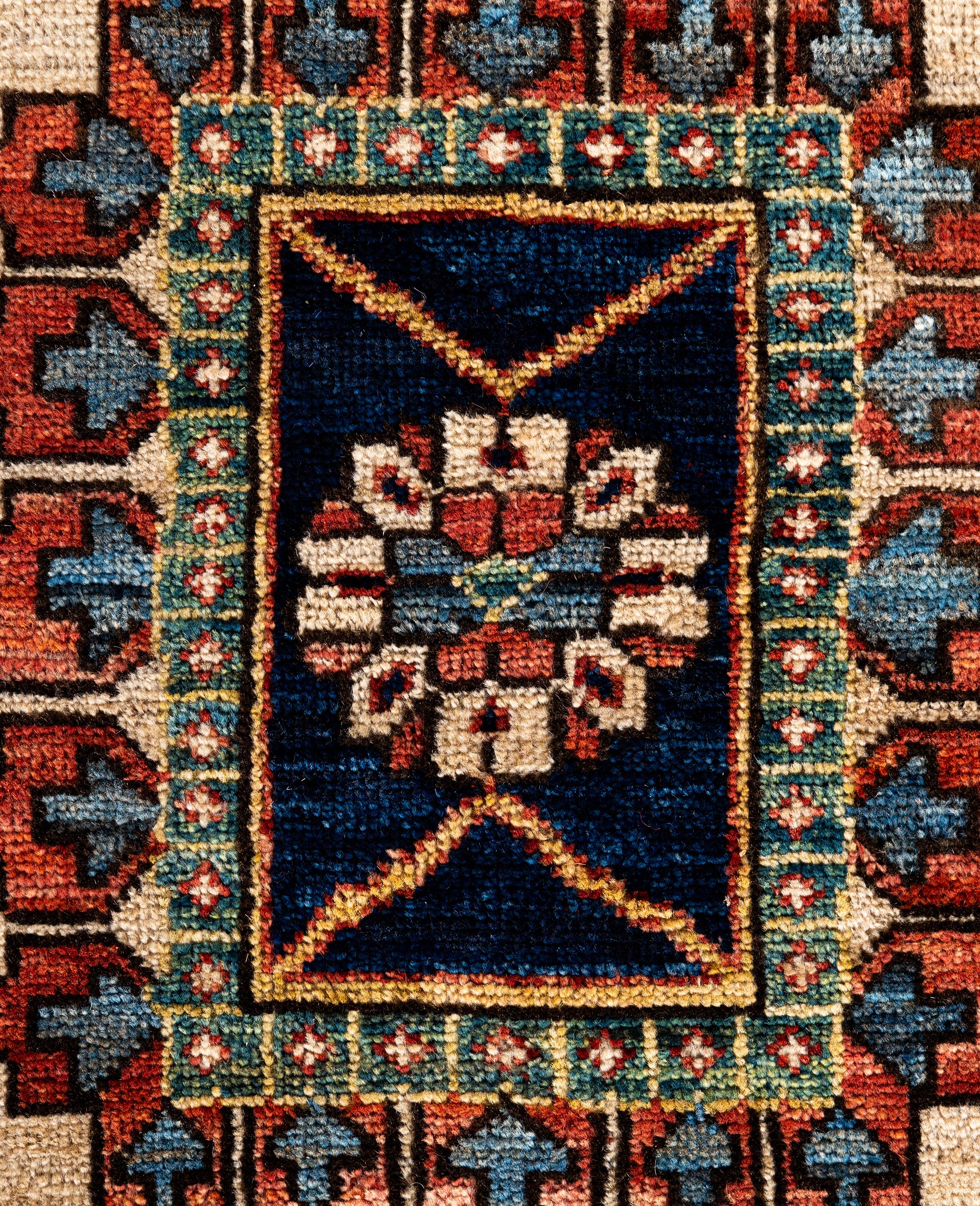 Pakistanais Tapis traditionnel tribal Serapi rouge noué à la main 8' 1