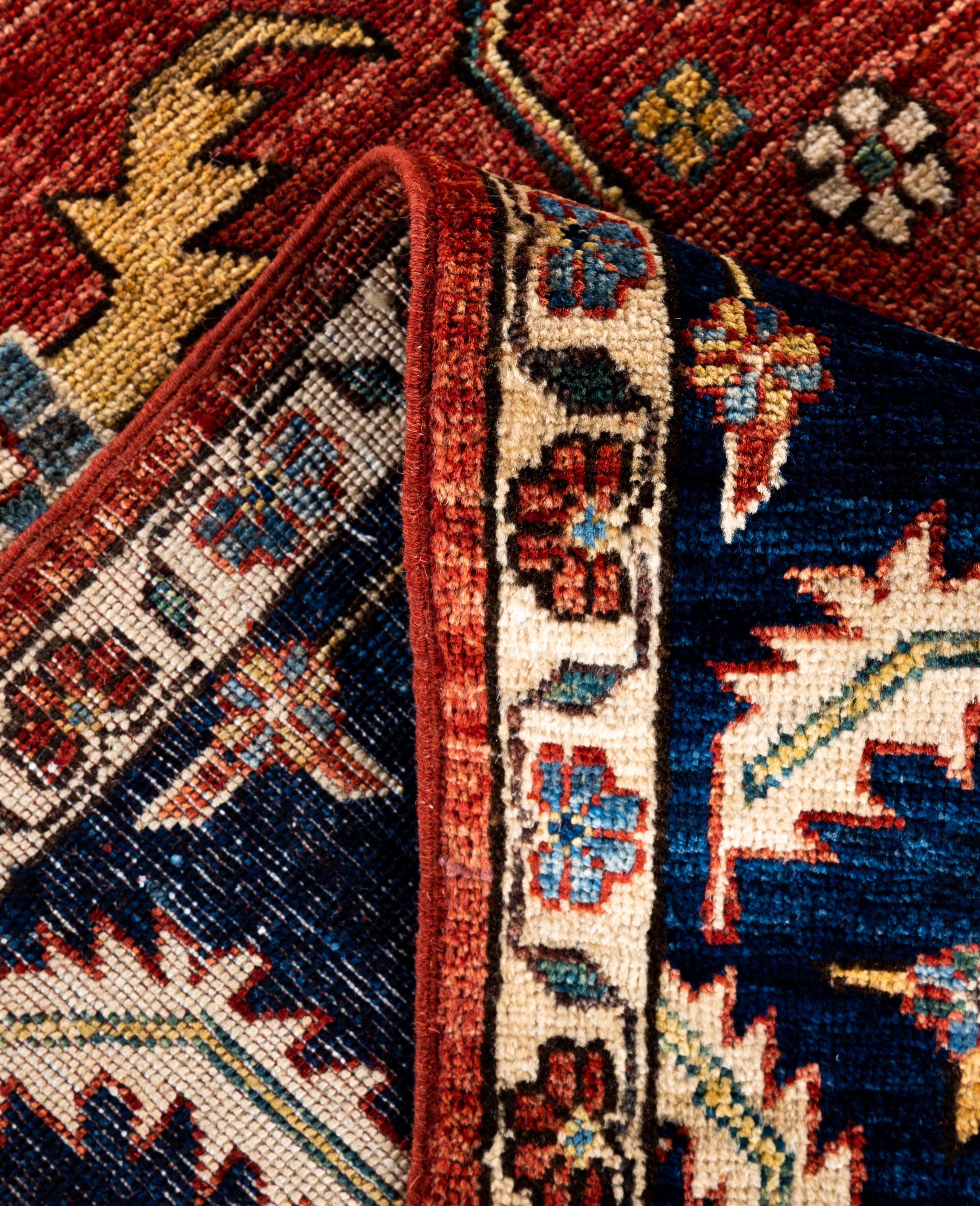 XXIe siècle et contemporain Tapis traditionnel tribal Serapi rouge noué à la main 8' 1