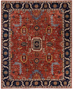 Traditional Tribal Serapi Wool Hand Knotted Red Area Rug 8' 1" x 10' 1"