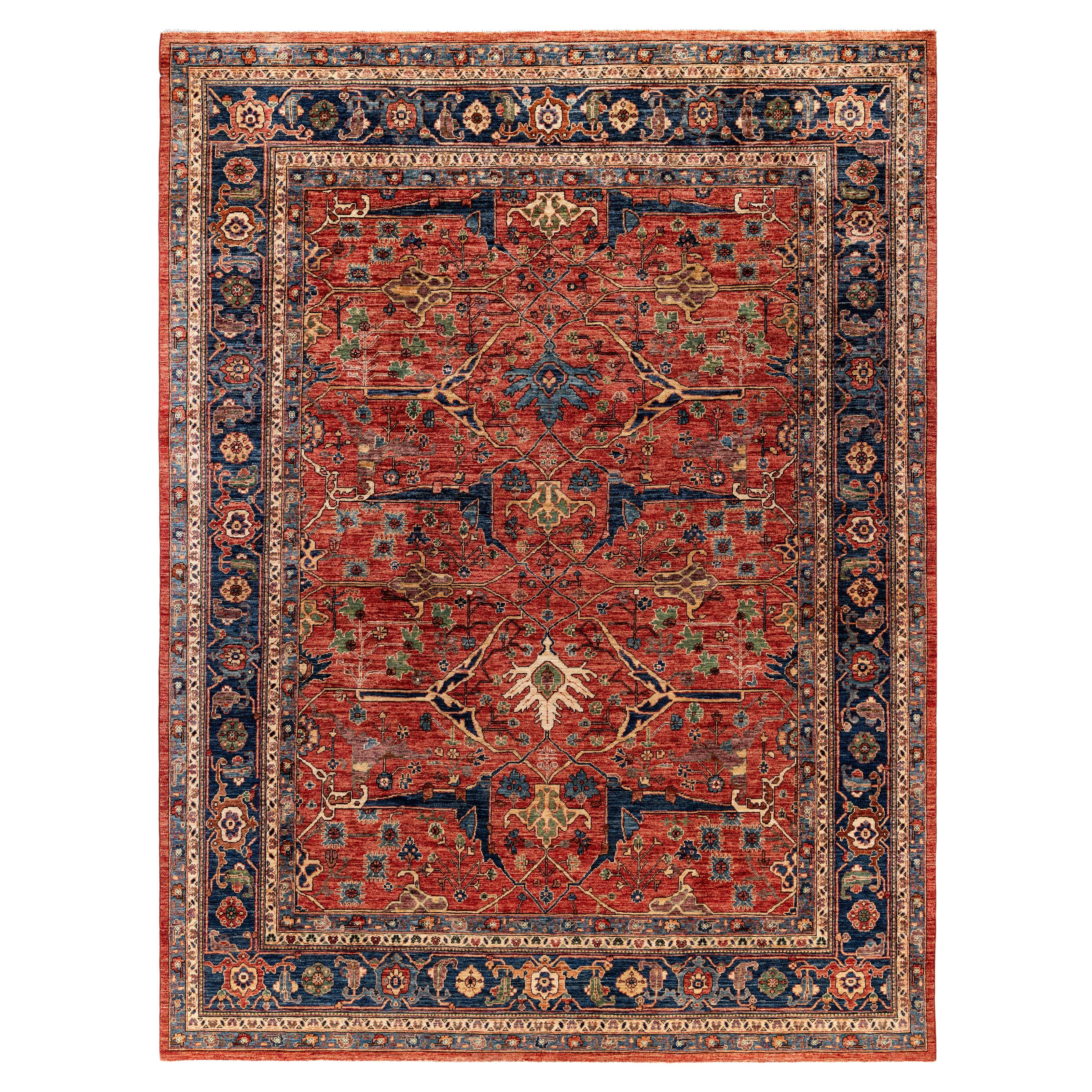 Traditional Tribal Serapi Wool Hand Knotted Red Area Rug 8' 10" x 11' 8"