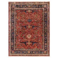Traditional Tribal Serapi Wool Hand Knotted Red Area Rug 8' 10" x 11' 8"