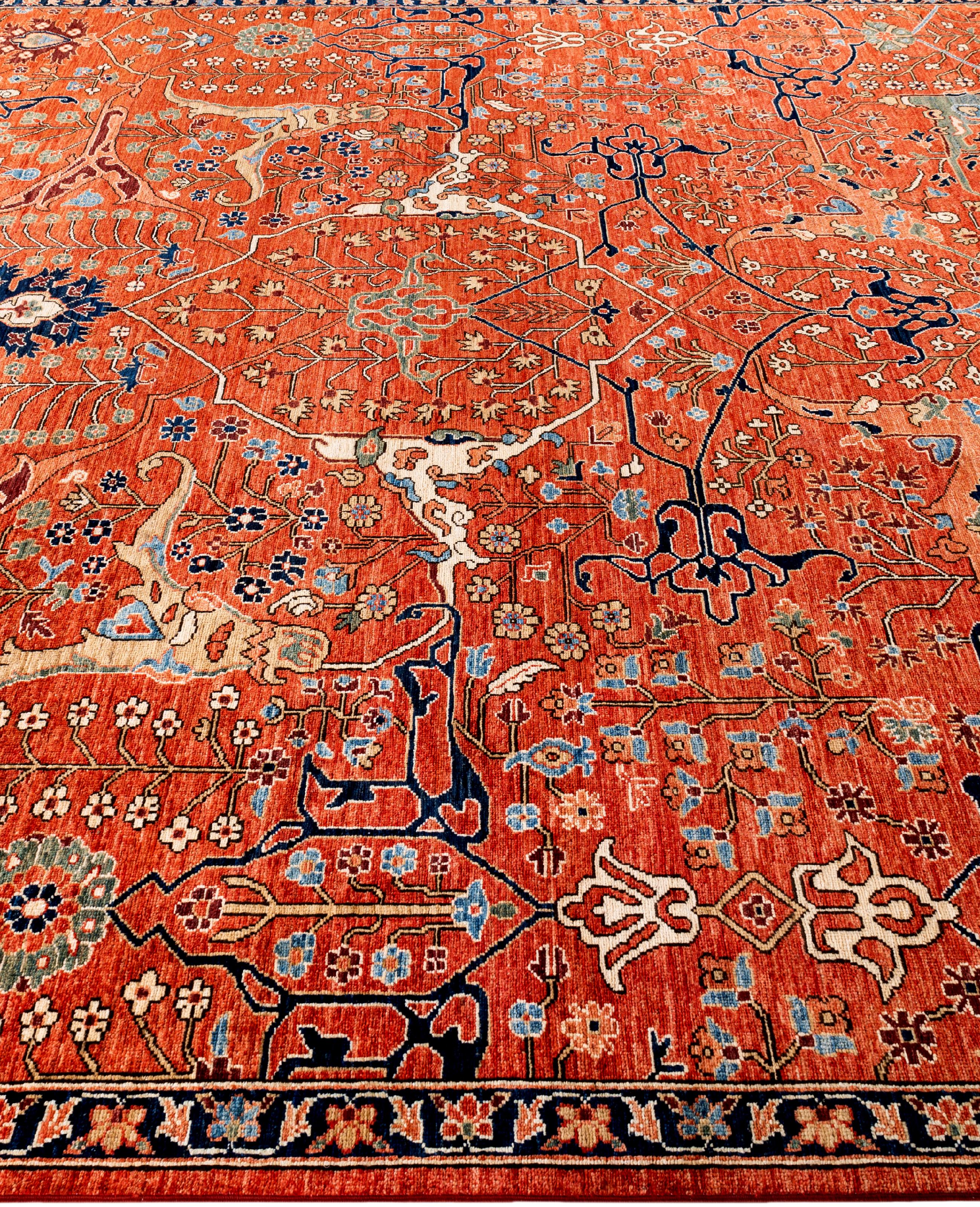 Noué à la main Tapis traditionnel tribal Serapi rouge noué à la main 8' 10