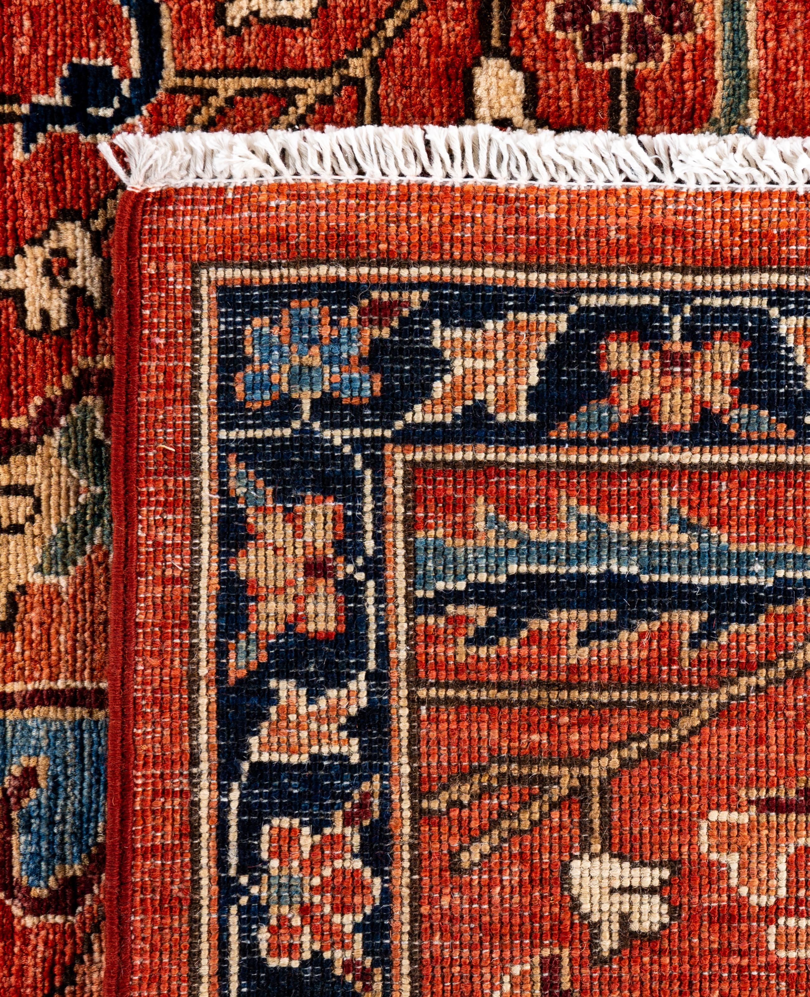 Tapis traditionnel tribal Serapi rouge noué à la main 8' 10