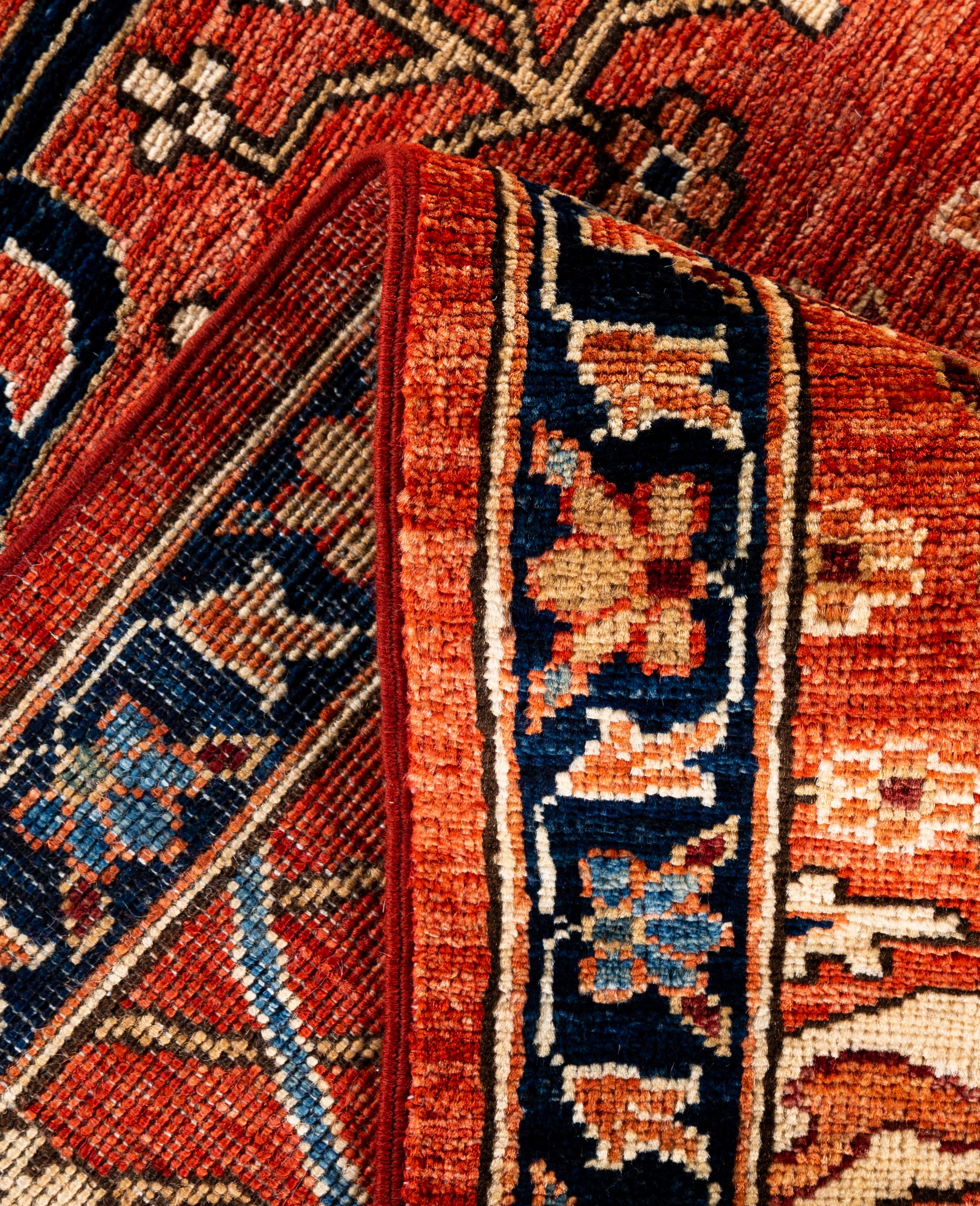 XXIe siècle et contemporain Tapis traditionnel tribal Serapi rouge noué à la main 8' 10
