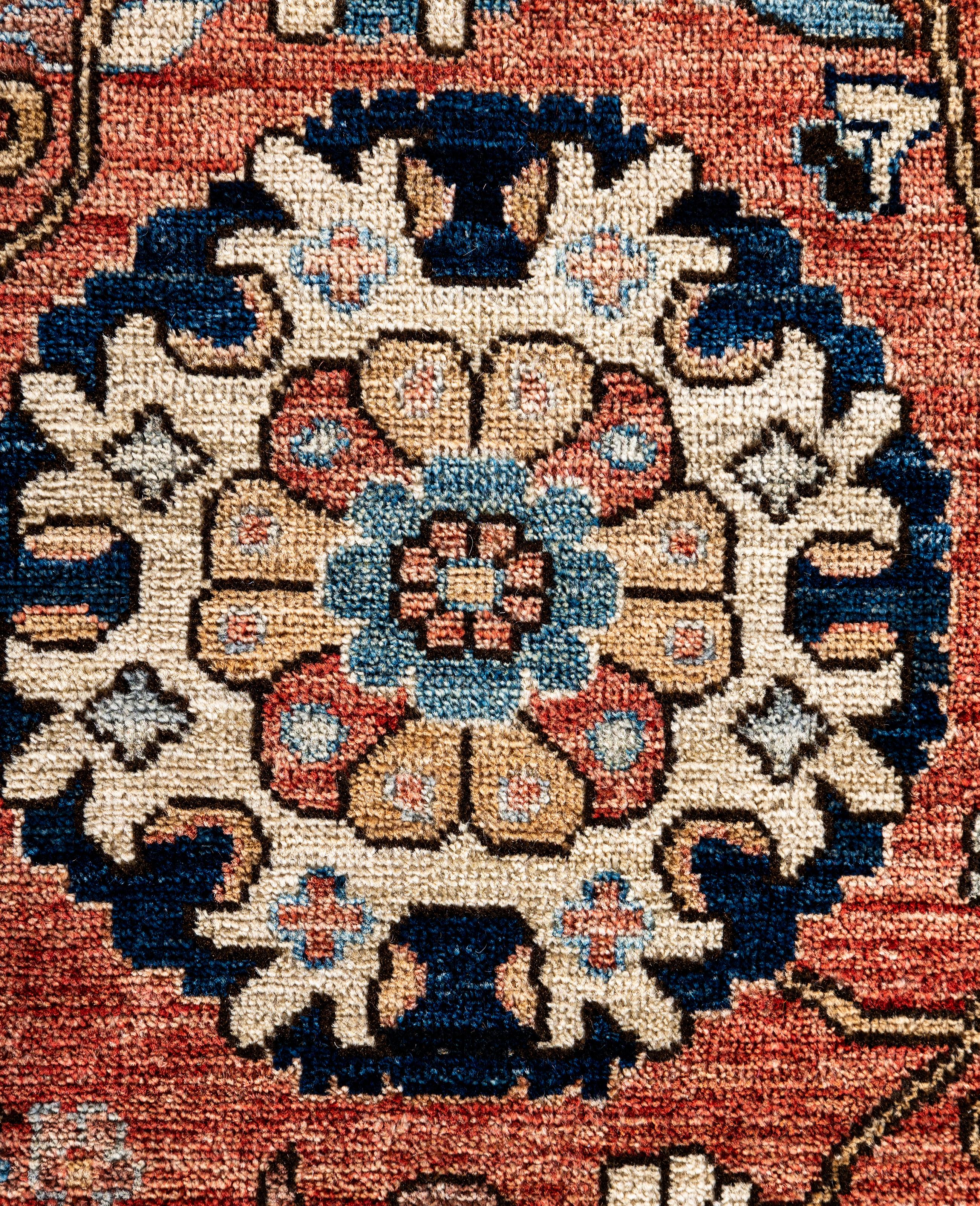 Pakistanais Tapis traditionnel tribal Serapi rouge noué à la main 8' 9