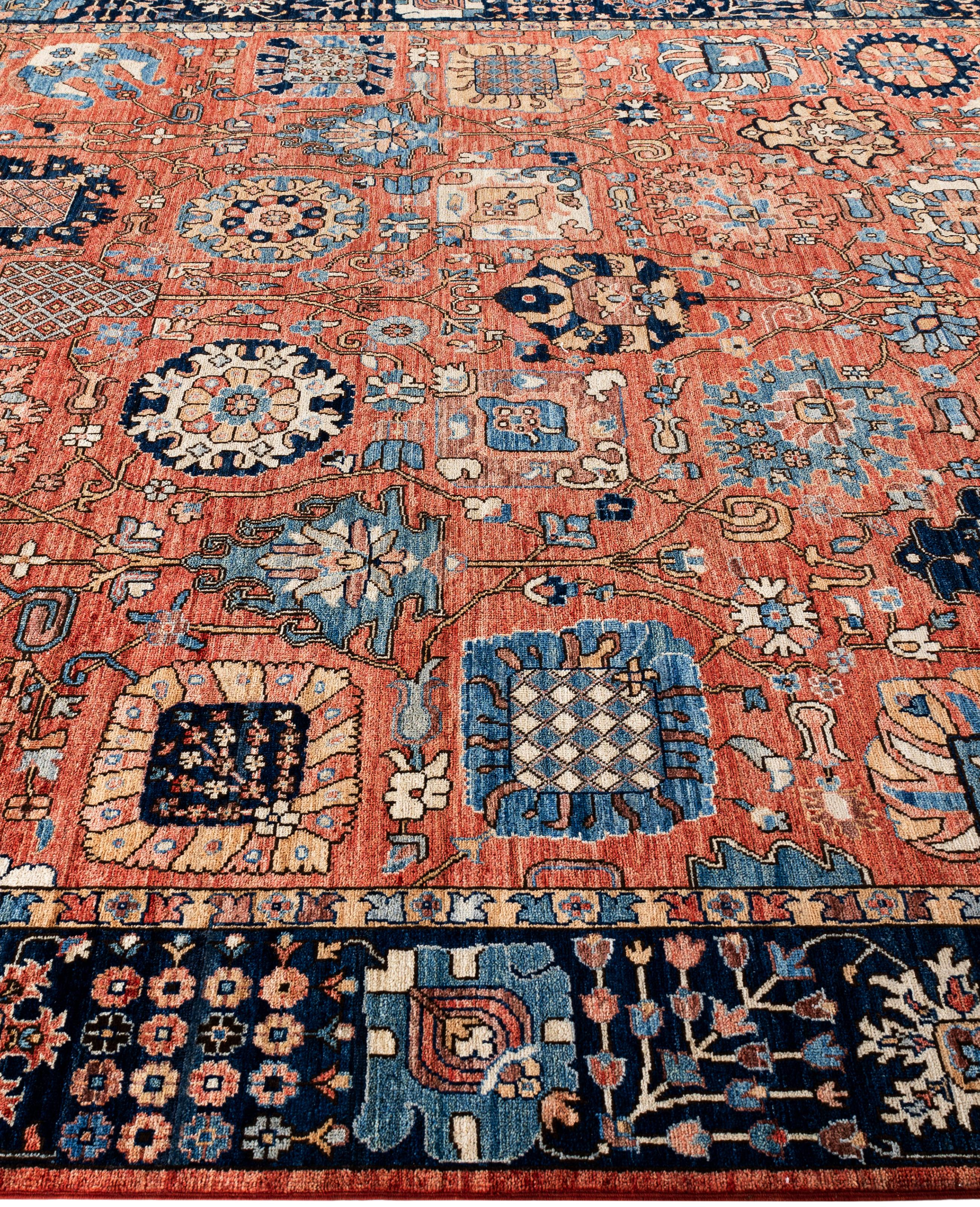 Noué à la main Tapis traditionnel tribal Serapi rouge noué à la main 8' 9