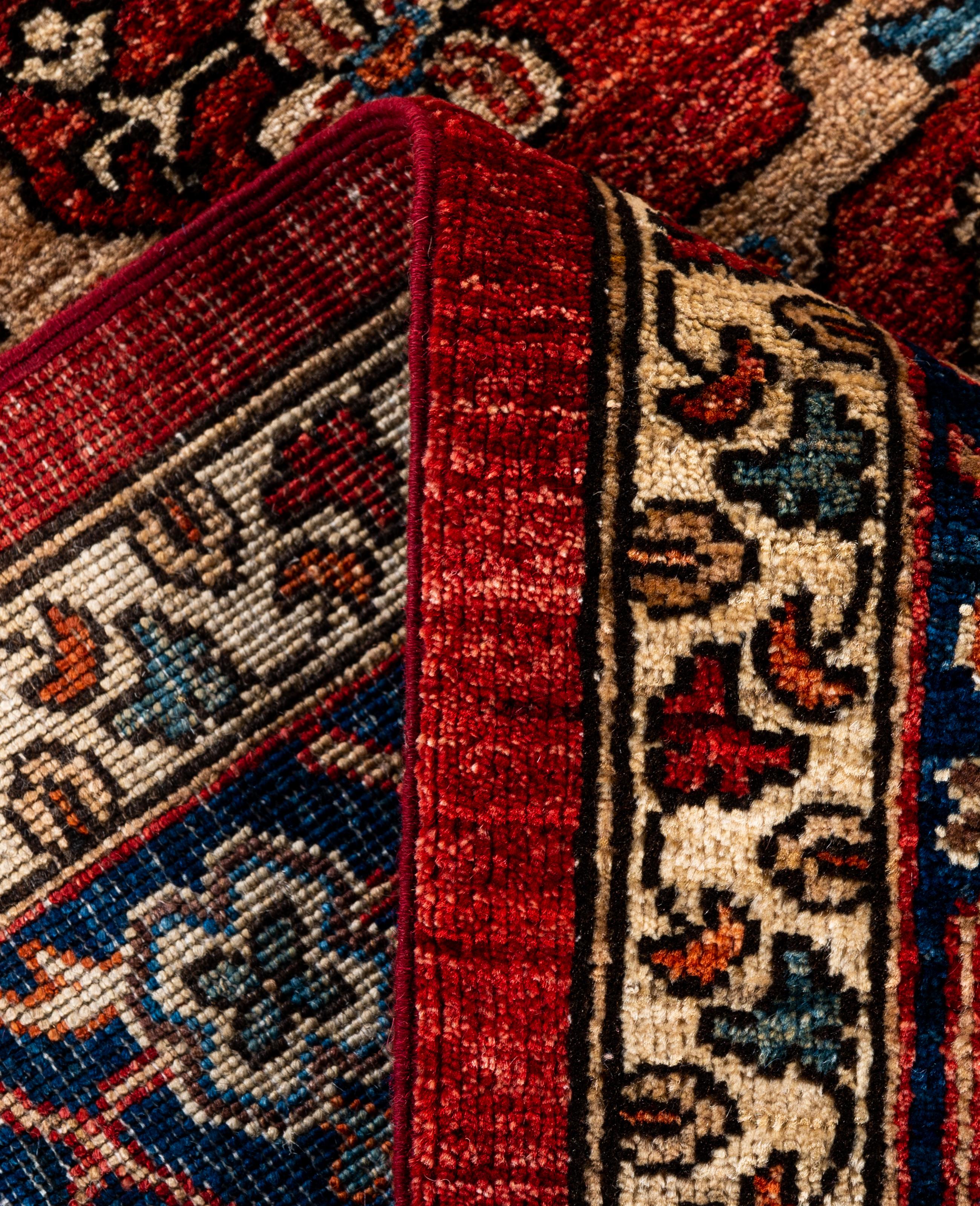 XXIe siècle et contemporain Tapis traditionnel tribal Serapi rouge noué à la main 9' 0