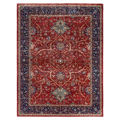 Traditional Tribal Serapi Wool Hand Knotted Red Area Rug 9' 0" x 11' 8"