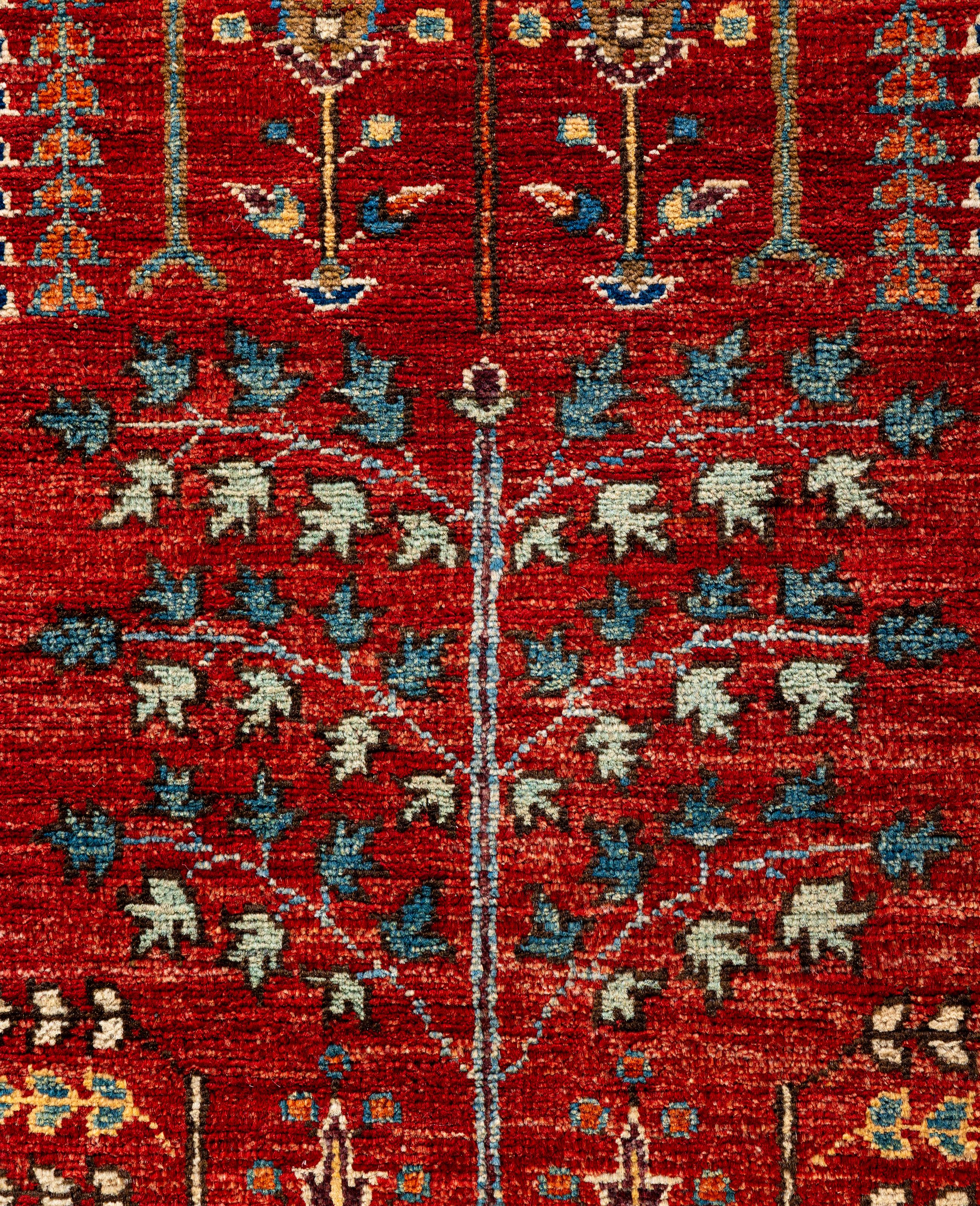 Pakistanais Tapis traditionnel tribal Serapi rouge noué à la main 9' 0