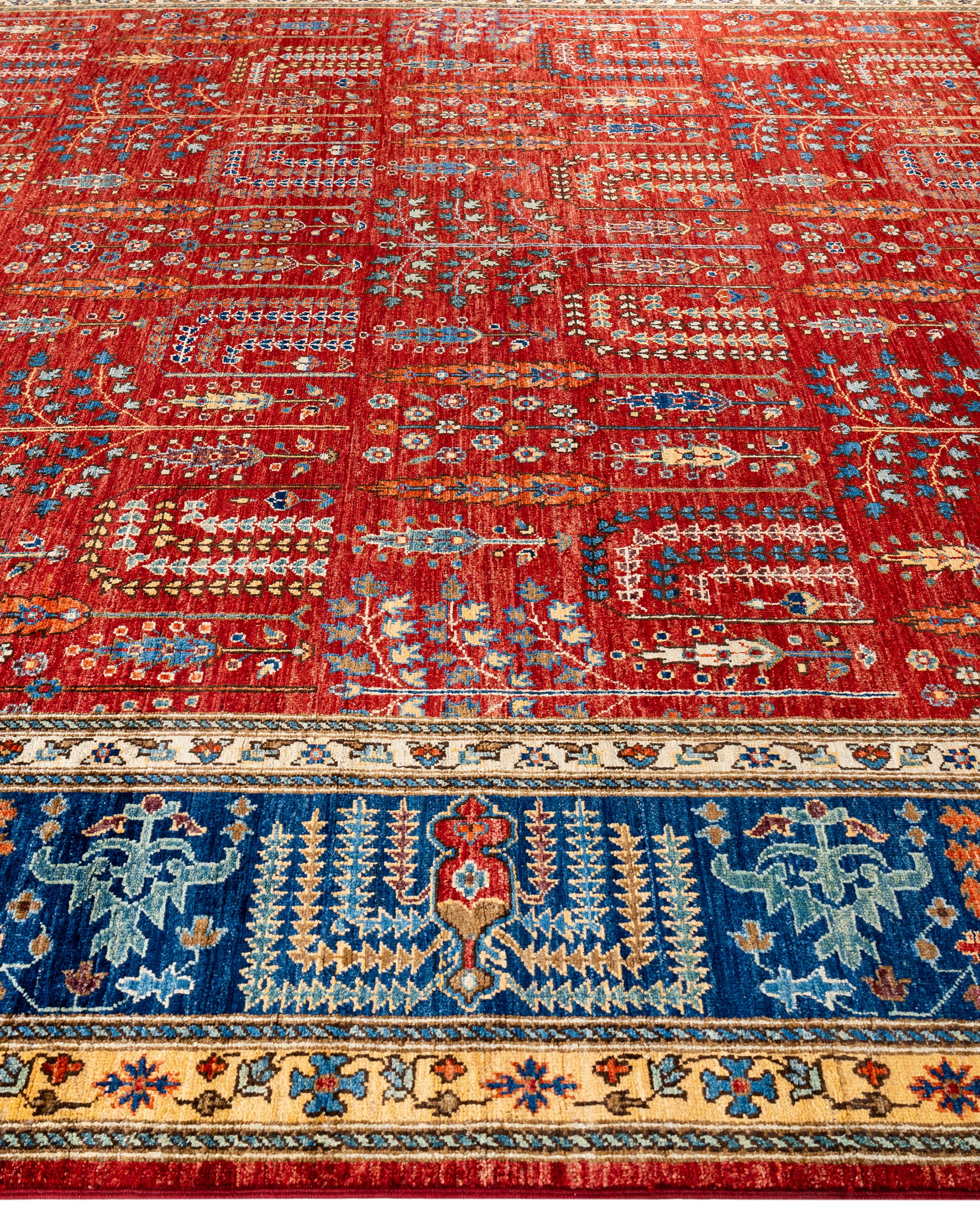 Noué à la main Tapis traditionnel tribal Serapi rouge noué à la main 9' 0