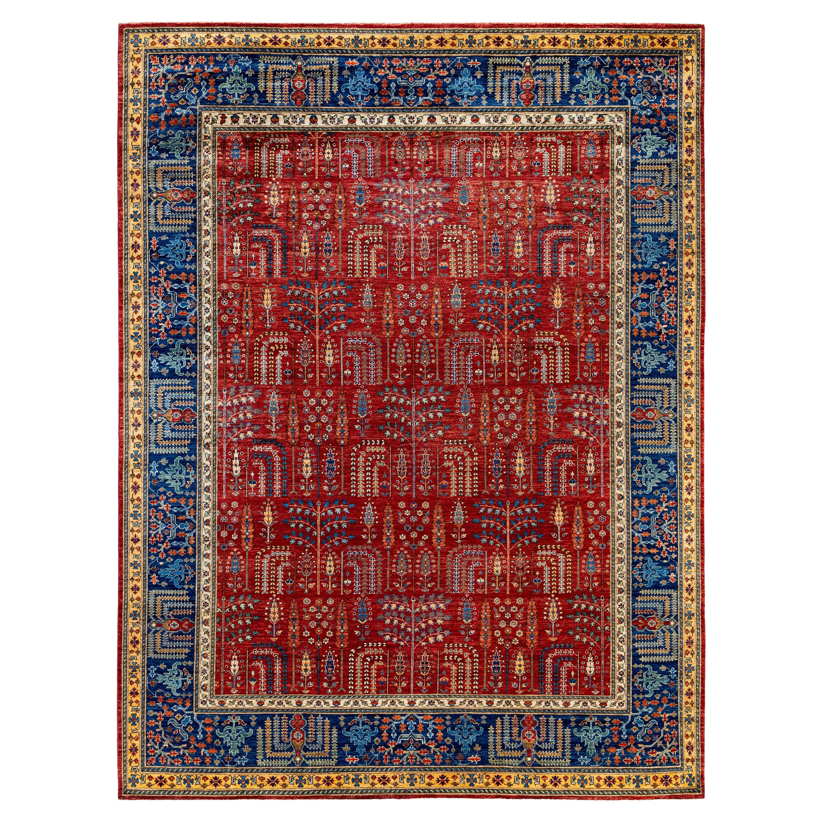 Traditional Tribal Serapi Wool Hand Knotted Red Area Rug 9' 0" x 11' 9"