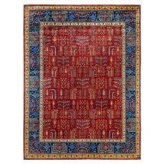 Traditional Tribal Serapi Wool Hand Knotted Red Area Rug 9' 0" x 11' 9"