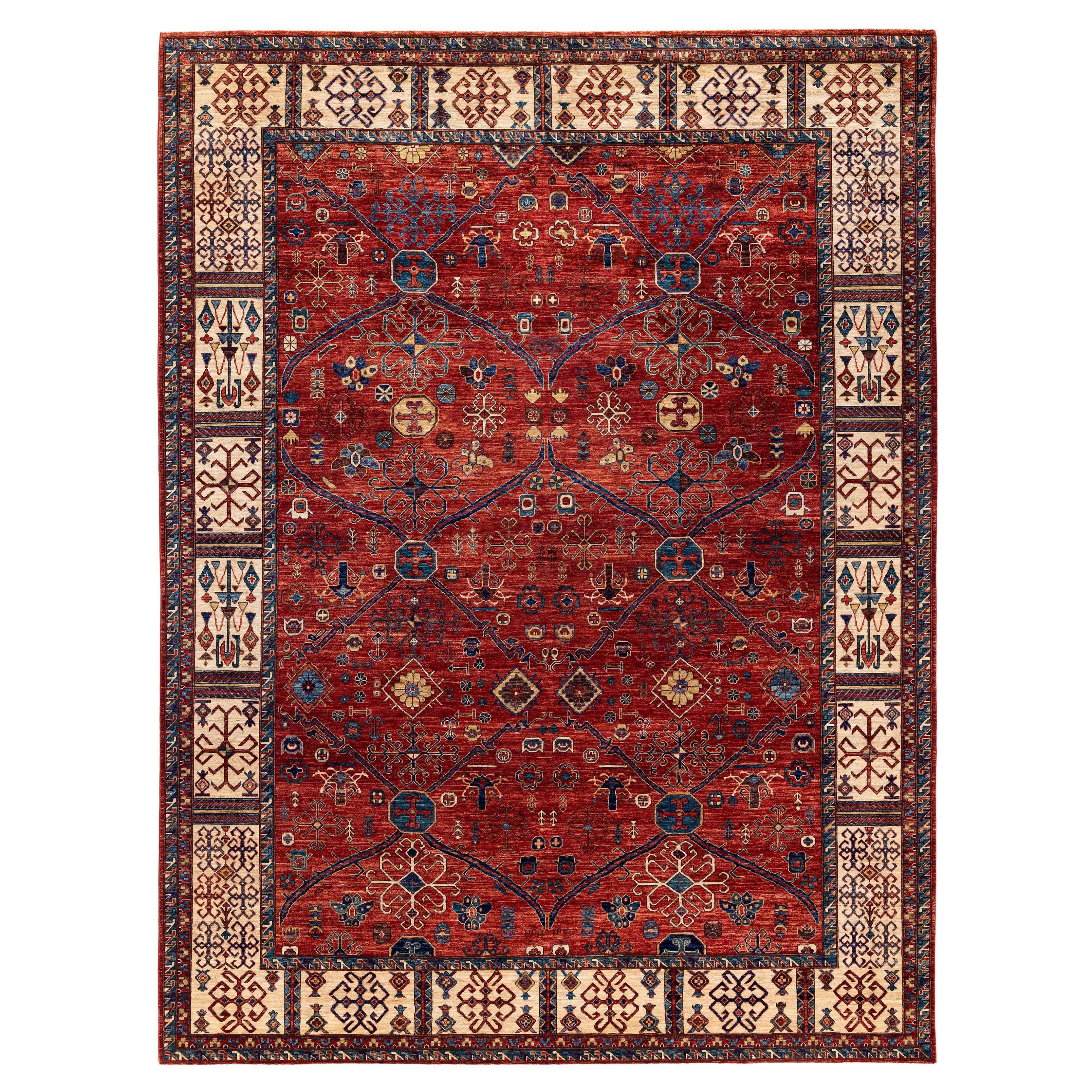 Tappeto Tribale Serapi in lana annodato a mano di colore rosso 9' 0" x 12' 0"